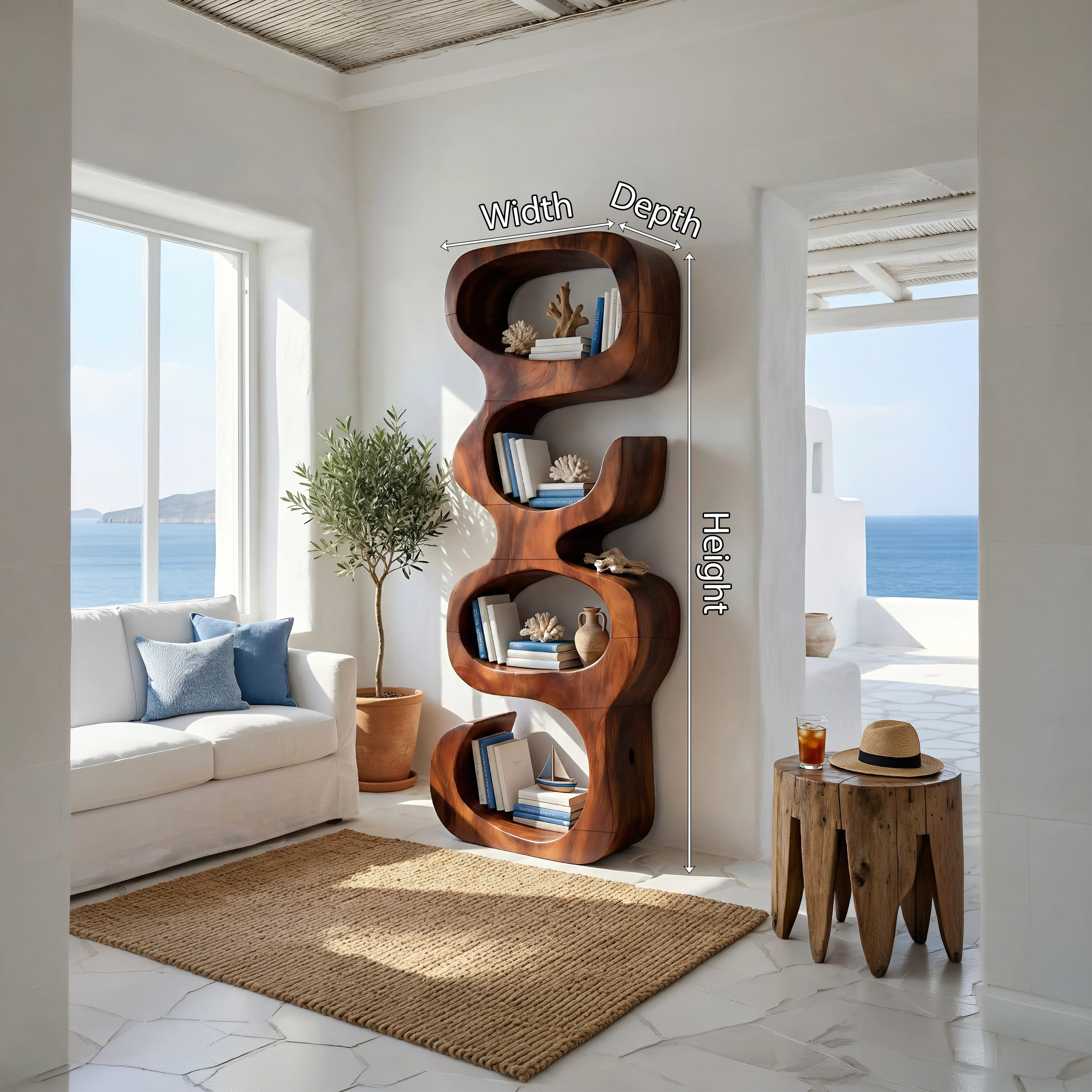 Farmhouse Decorative Bookcase Display Organizer For Living Room SILDTTNBS018