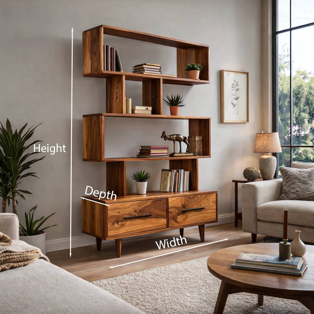 Minimal Natural Wood Bookshelf With Tiers For Home Decor RTTHTTBS118