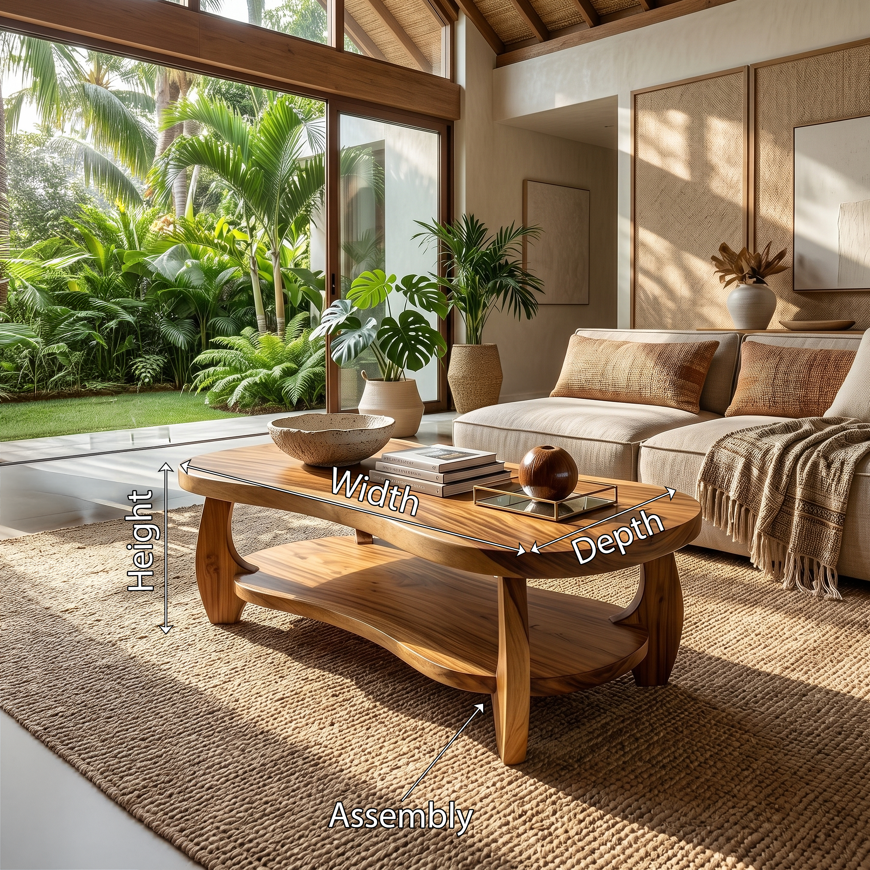 Tropical Oval Coffee Table For Living Room SILDTTRCF122