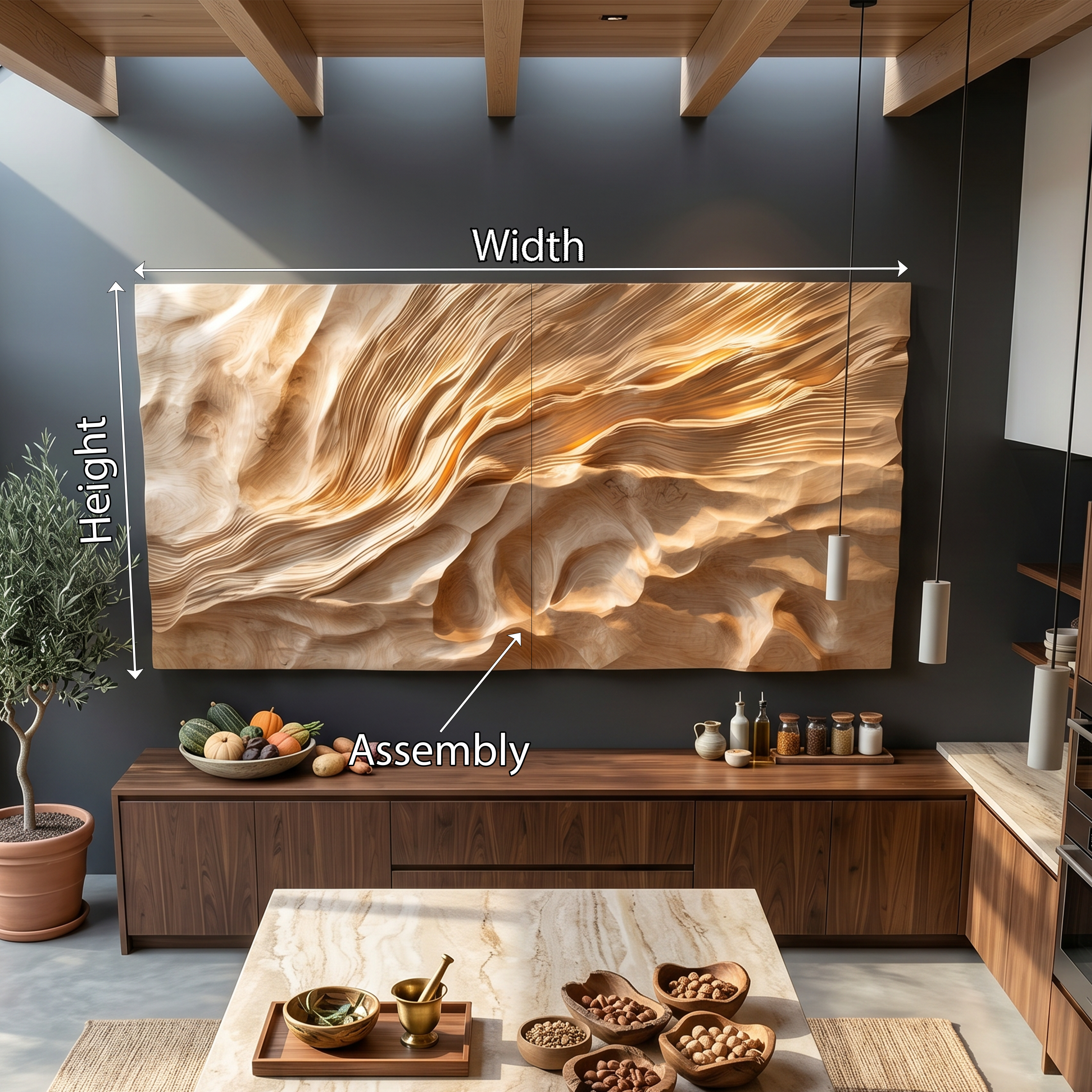 Organic Flowing Wave Wood Wall Art Spa Bathroom Retreat Decor SILDTTRWA102