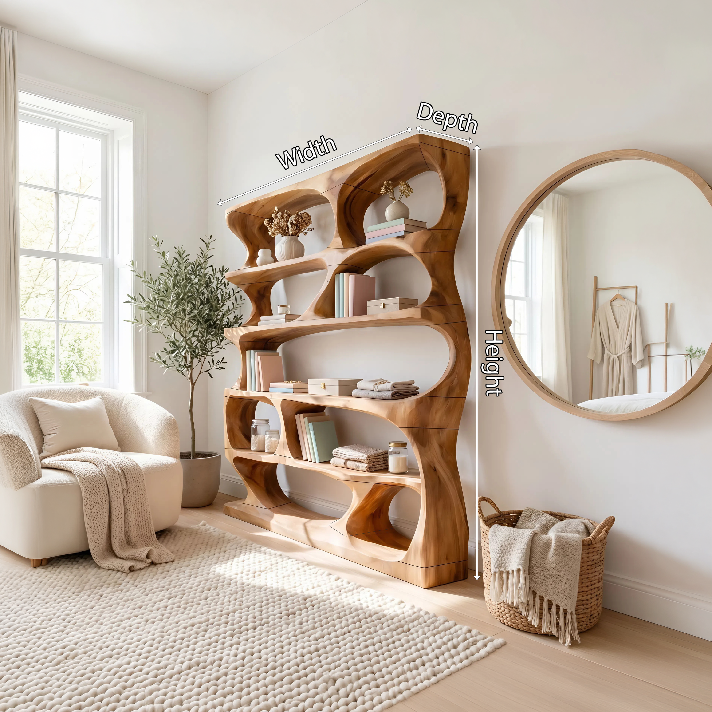 Minimalist Sculptural Bookshelf Display Organizer For Home Office SILDTTNBS015
