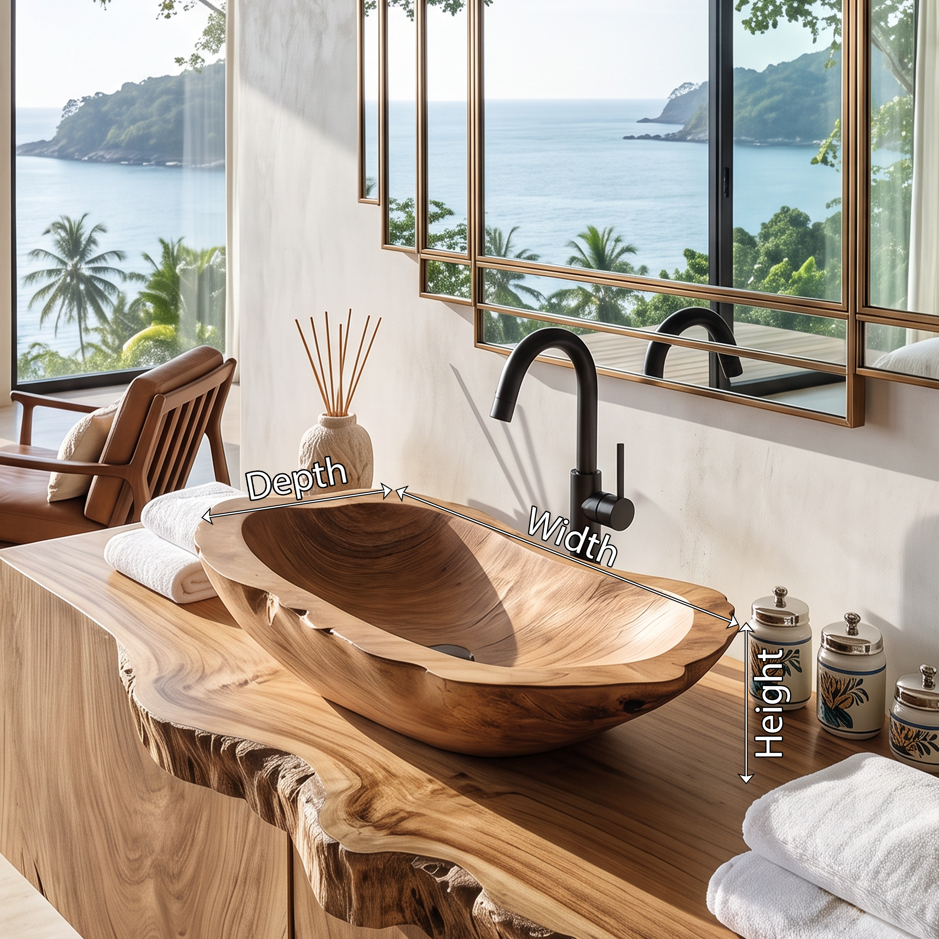 Handcrafted Wooden Vessel Sink For Timeless Bathroom Style SILDTTRVS020