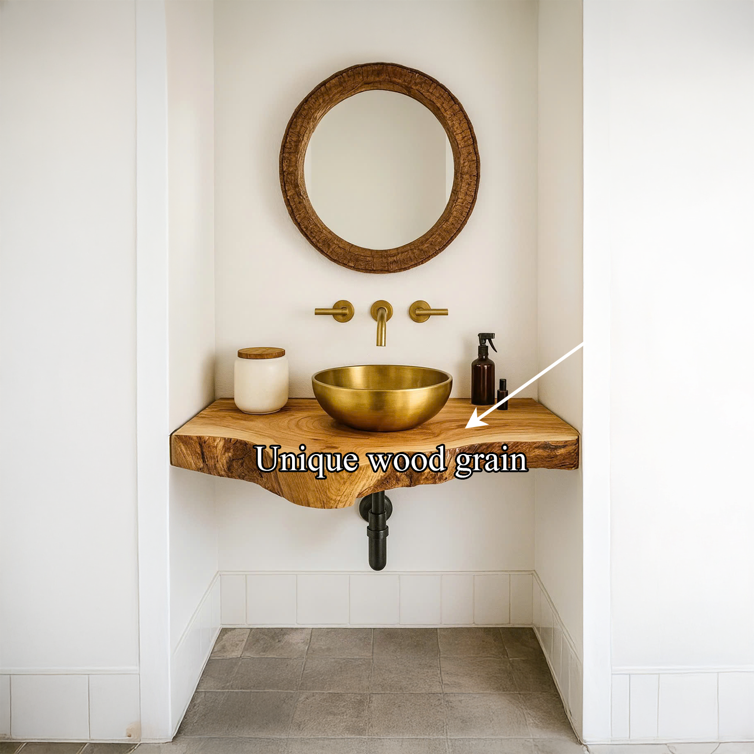 Rustic Floating Shelf Live Edge Vanity Bathroom SINLSABRV097