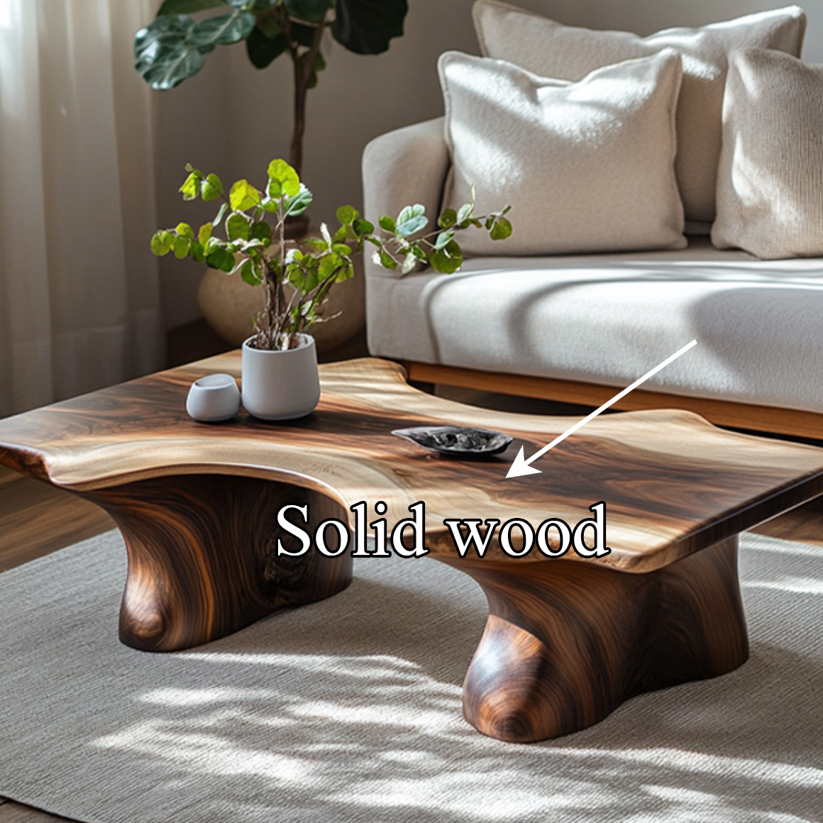 Mid Century Curved Edge Coffee Table Living Room Family Room Decor SINLSACF183