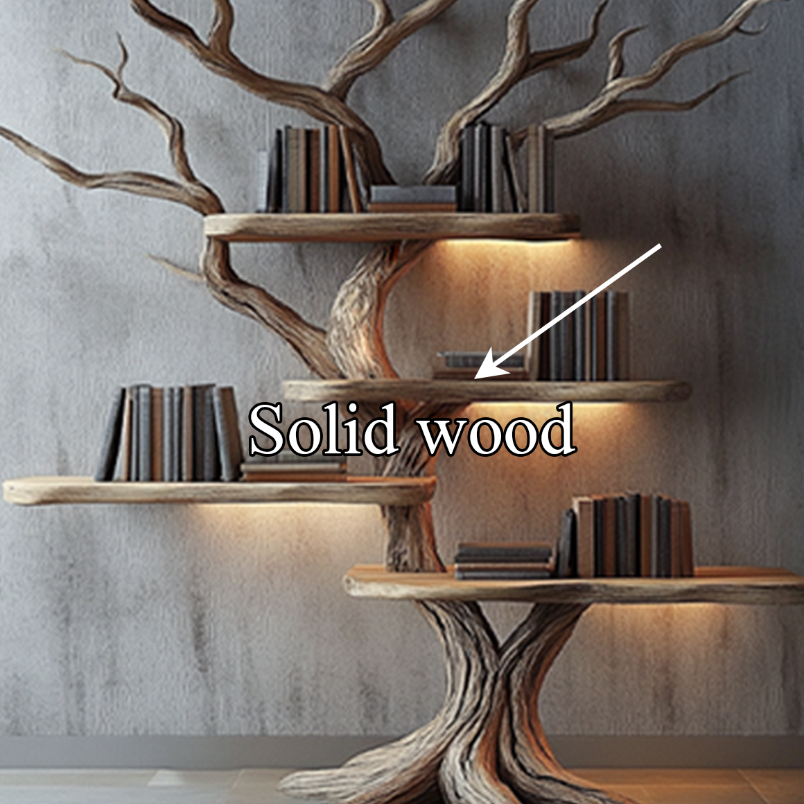 Rustic Branch Bookshelf Study Room Wall Display SINLSATB308