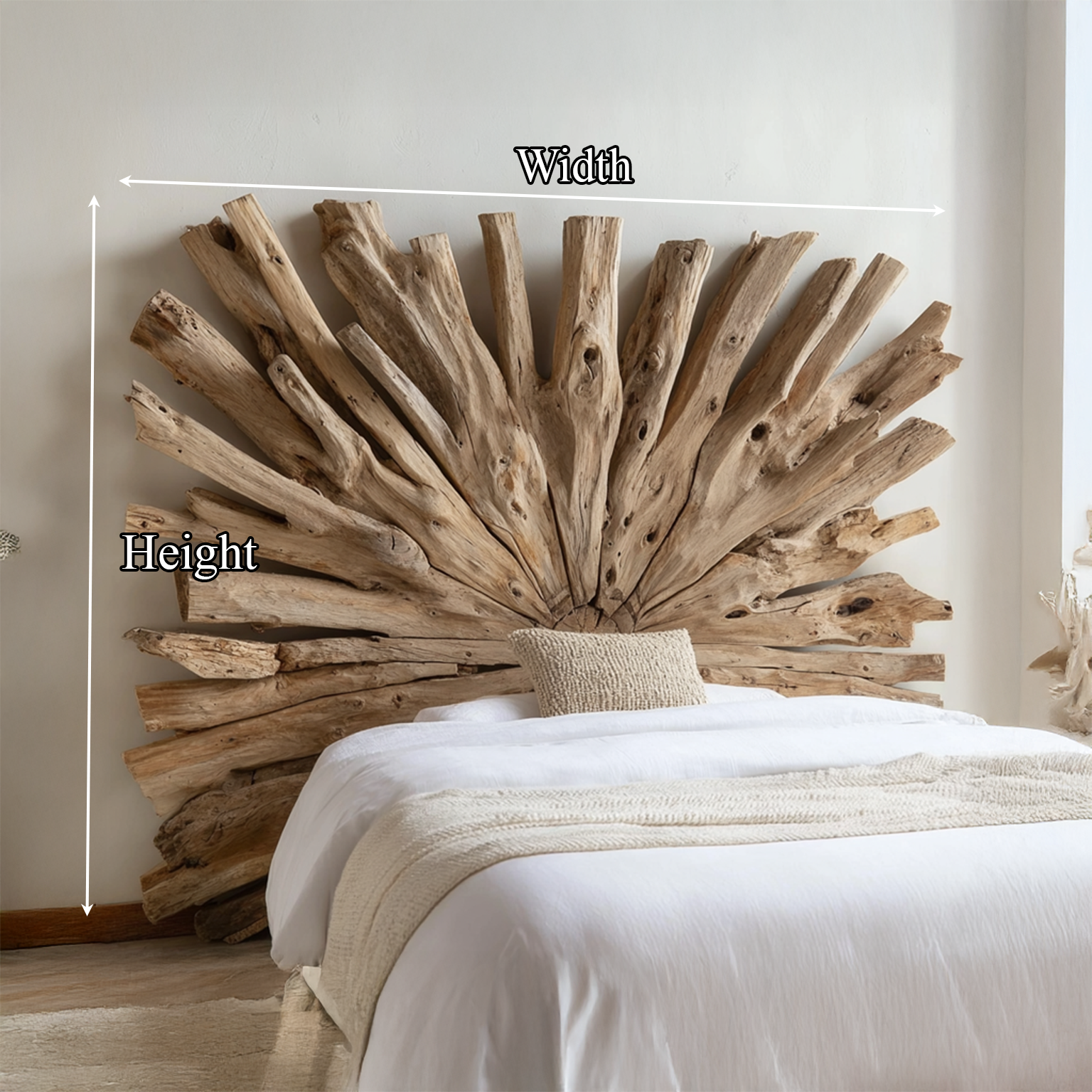 Driftwood Headboard Vintage Decor Bedroom Gift SINLSADH001