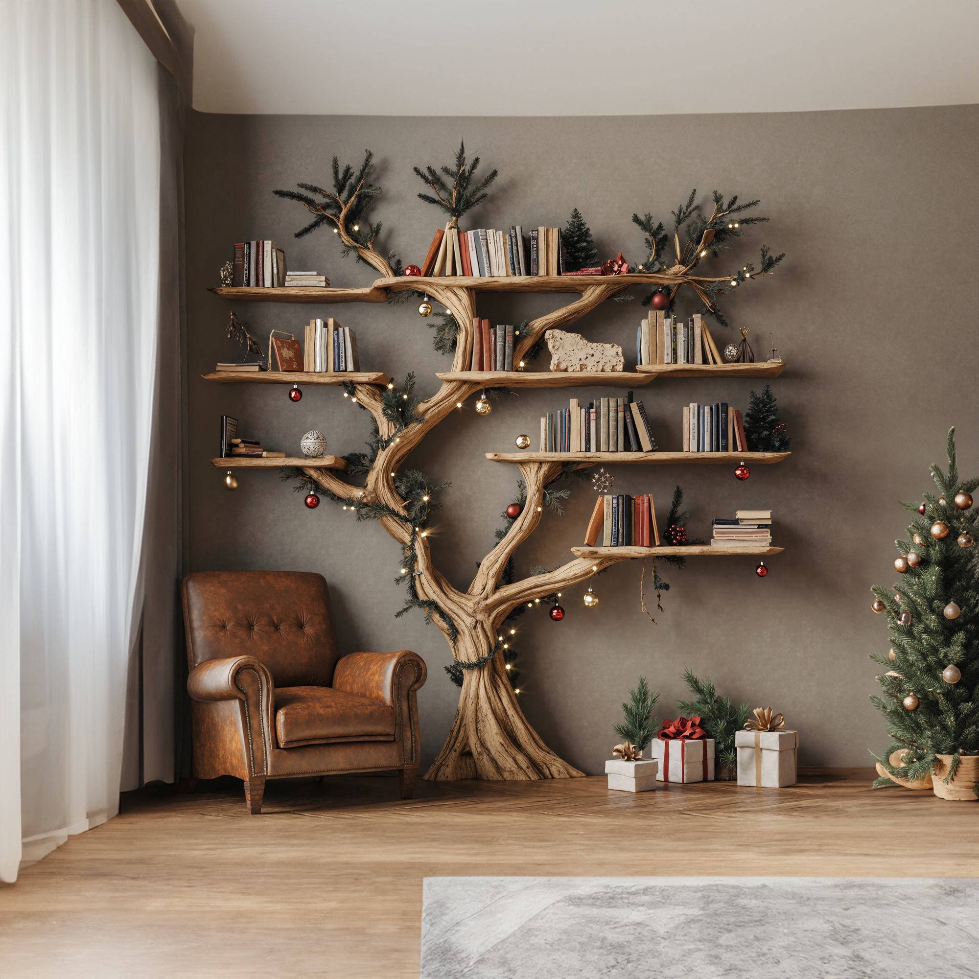 Tree Floating Bookshelf Driftwood Shelf SINLTB075