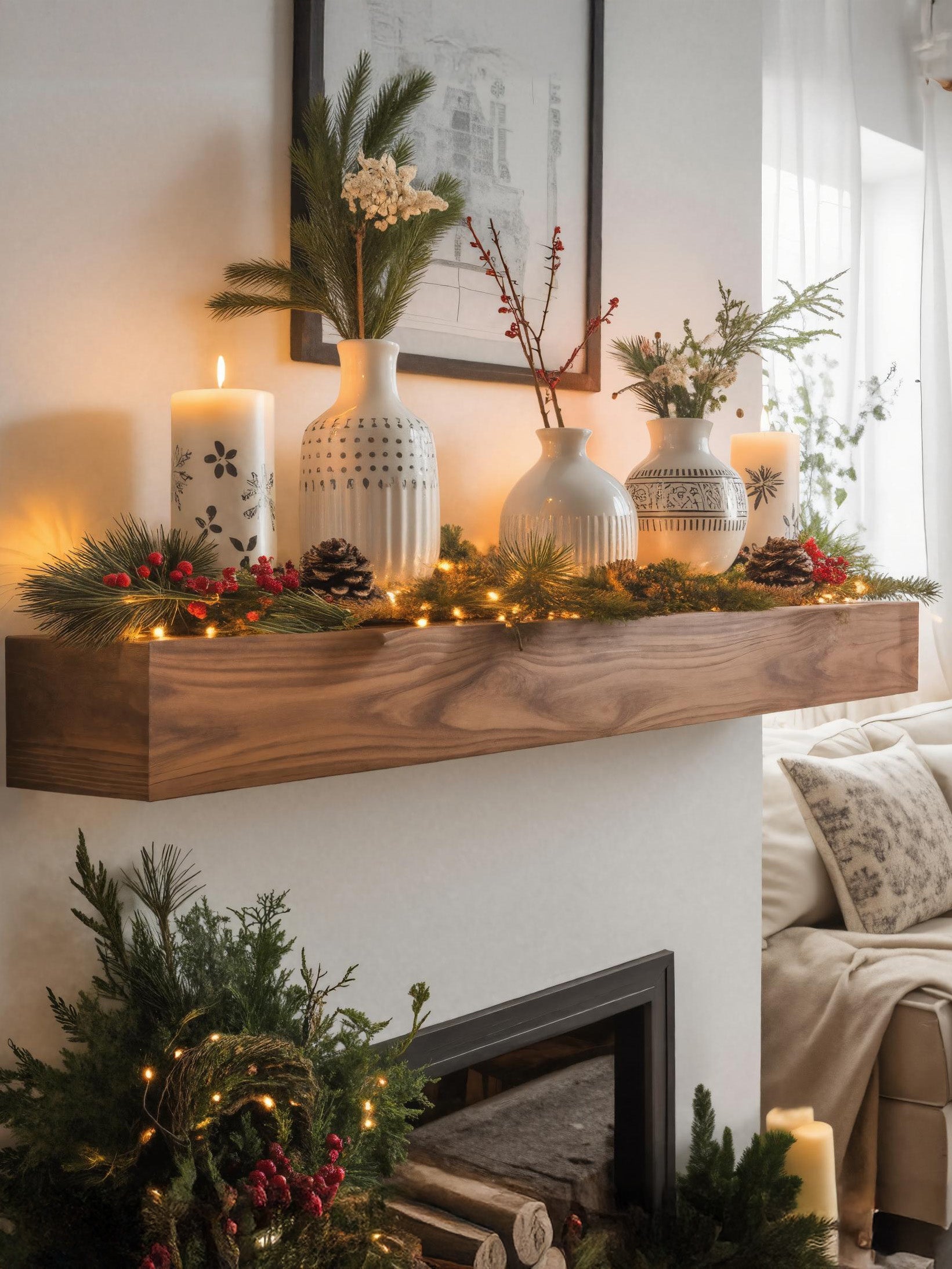 Rustic Fireplace Mantel Shelf For Living Room Or Holiday SITHHNFS010