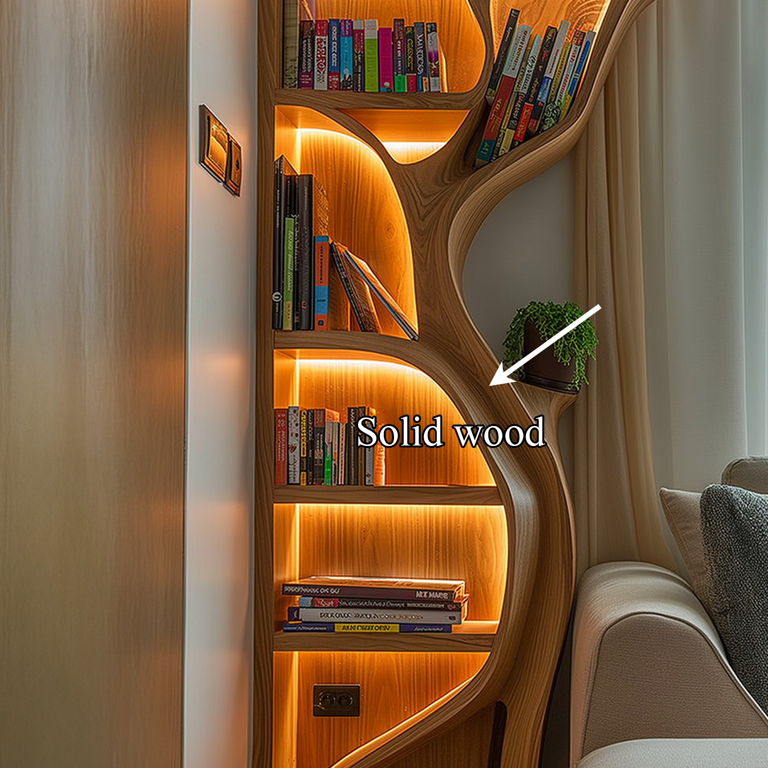 Modern Tree Wall Bookshelf Wooden Corner Shelf SINLSATB178