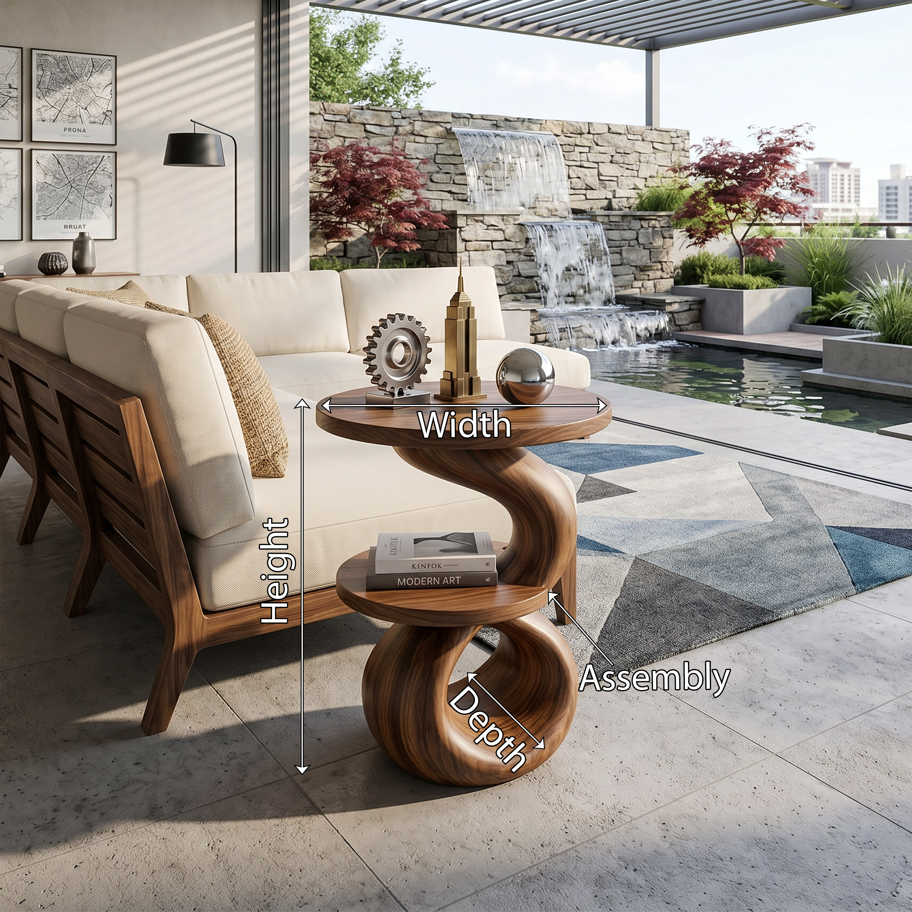 Modern Sculptural Side Table Outdoor Lounge SILDTTRSTA029