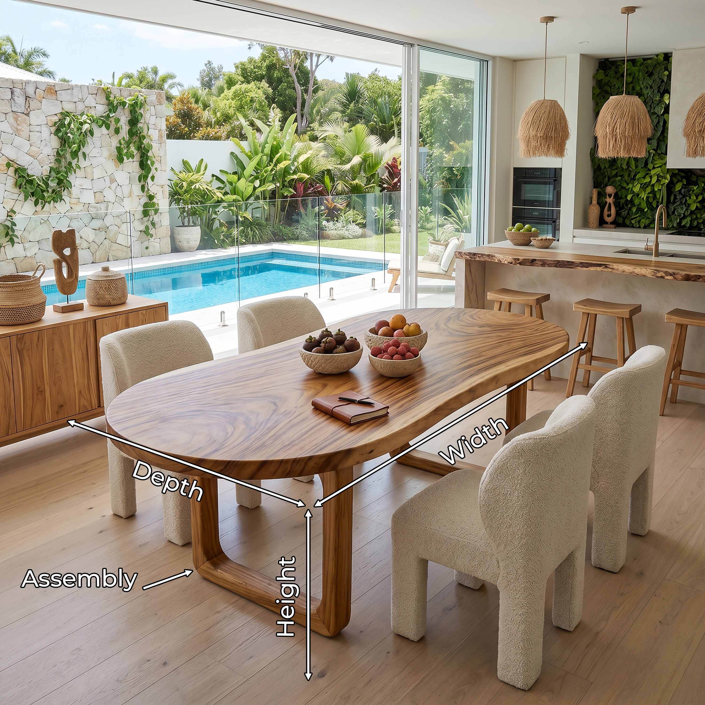 Tropical Oval Dining Room Table For Poolside Room SILDTTRDN057