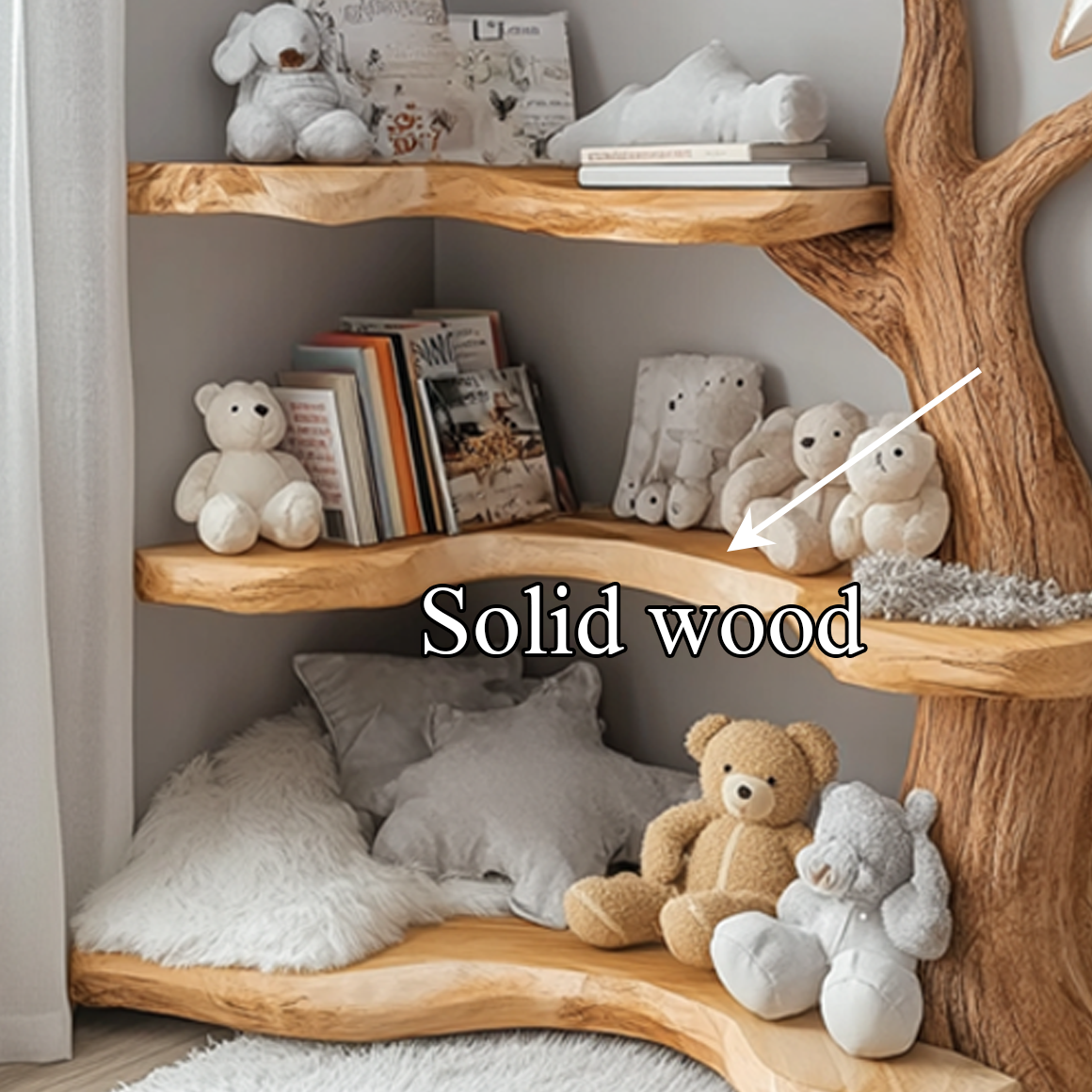 Rustic Tree Bookshelf Nursery Reading Nook Storage SINLSATB313