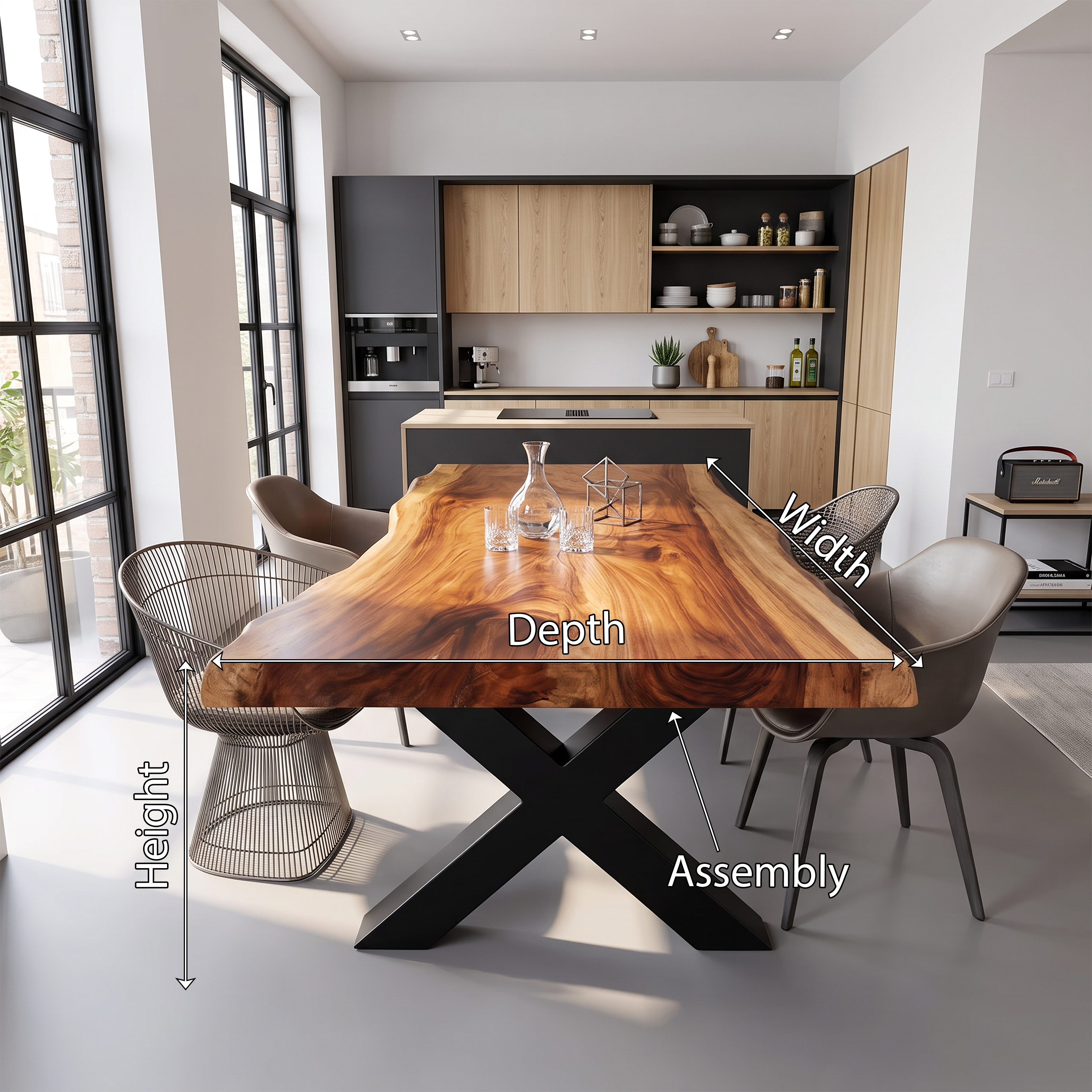 Kitchen Decor Handcrafted Live Edge Dining Table Premium SILDTTRDN031