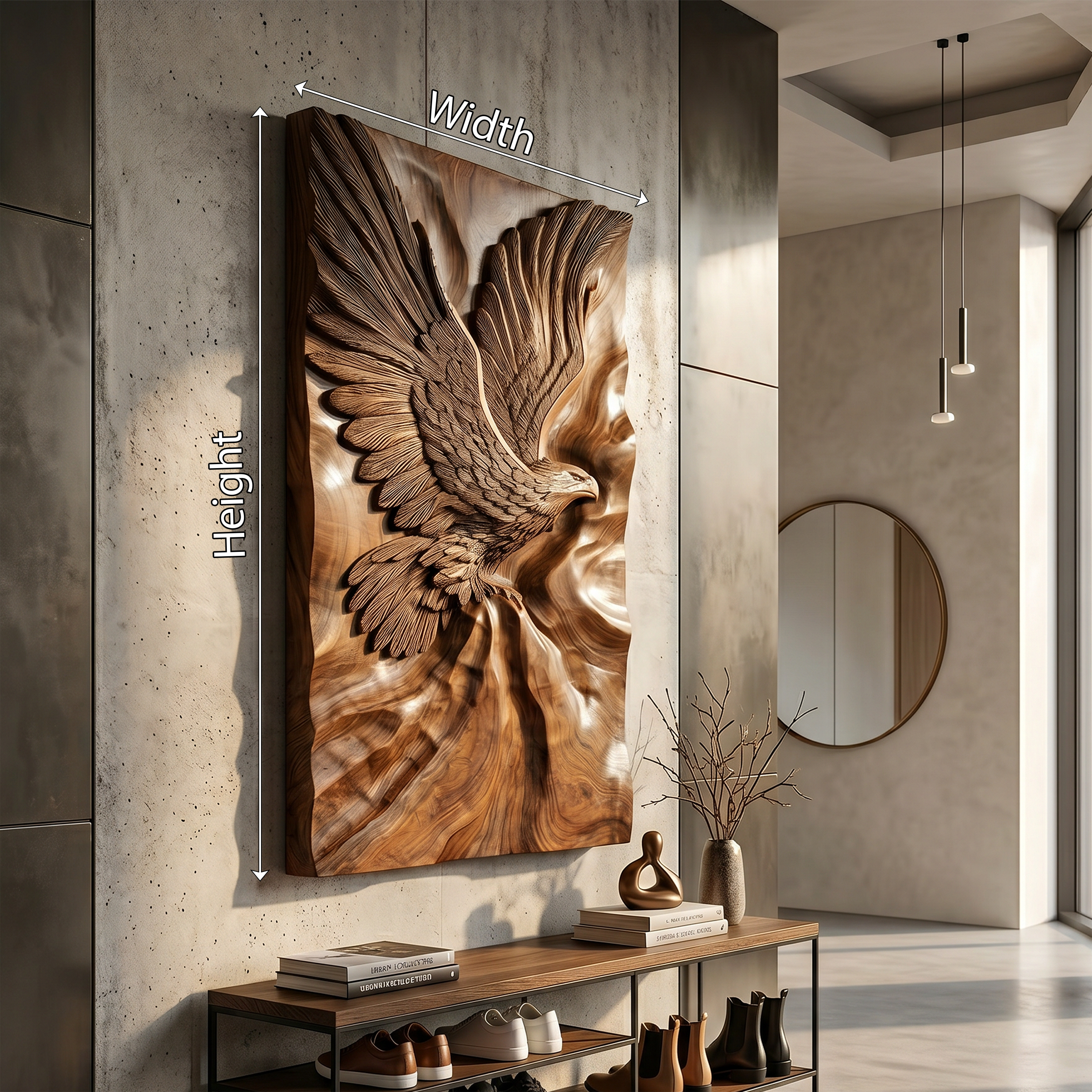Minimalist Eagle Wood Wall Art Luxury Entryway Interior Statement SILDTTRWA116