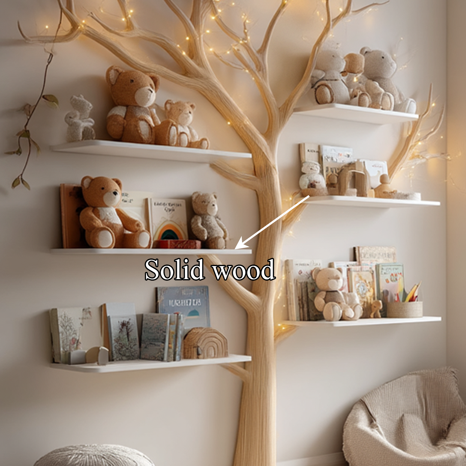 Rustic Tree Bookshelf Nursery Bedroom SINLSATB257