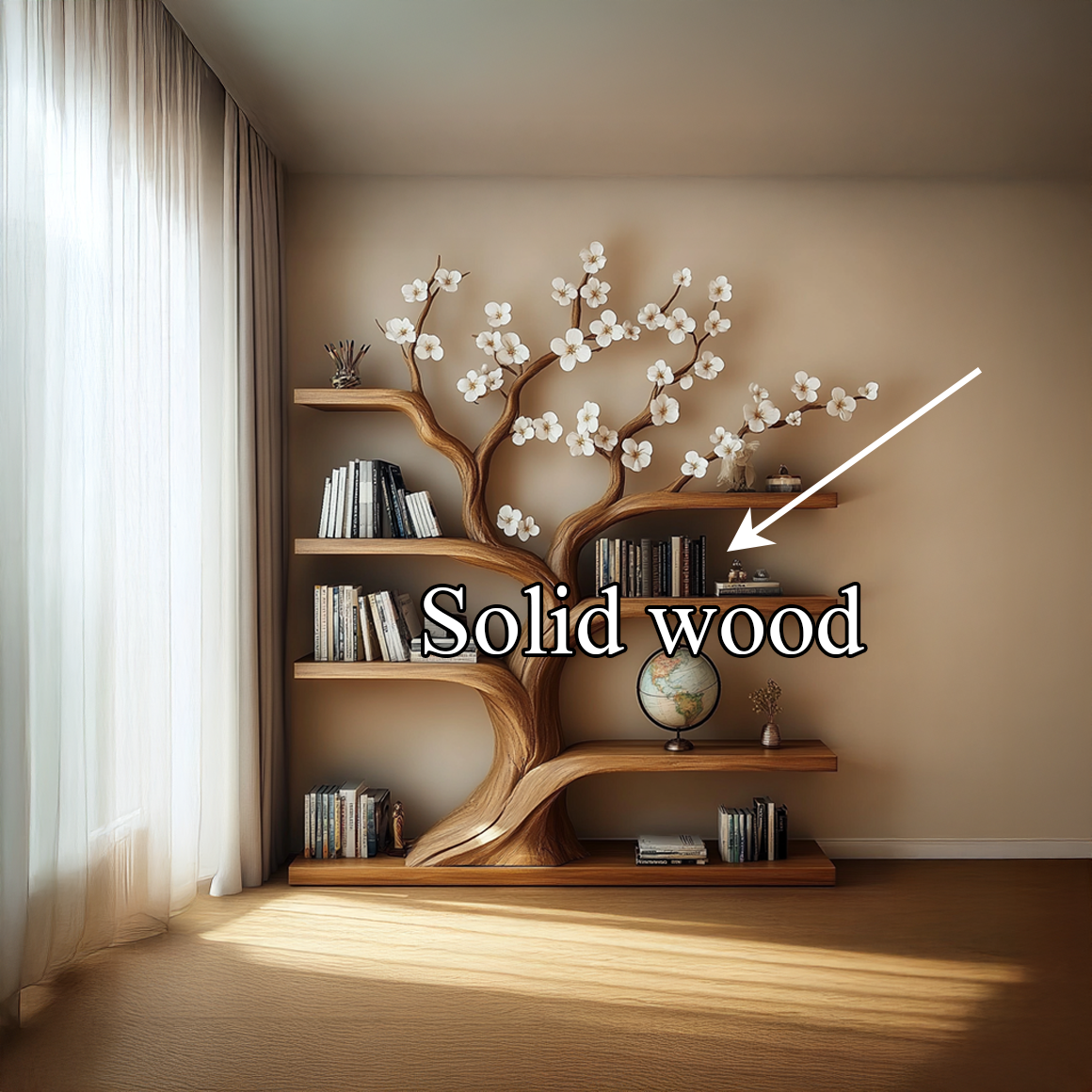 Rustic Tree Bookshelf Living Room Artistic Display SINLSATB314