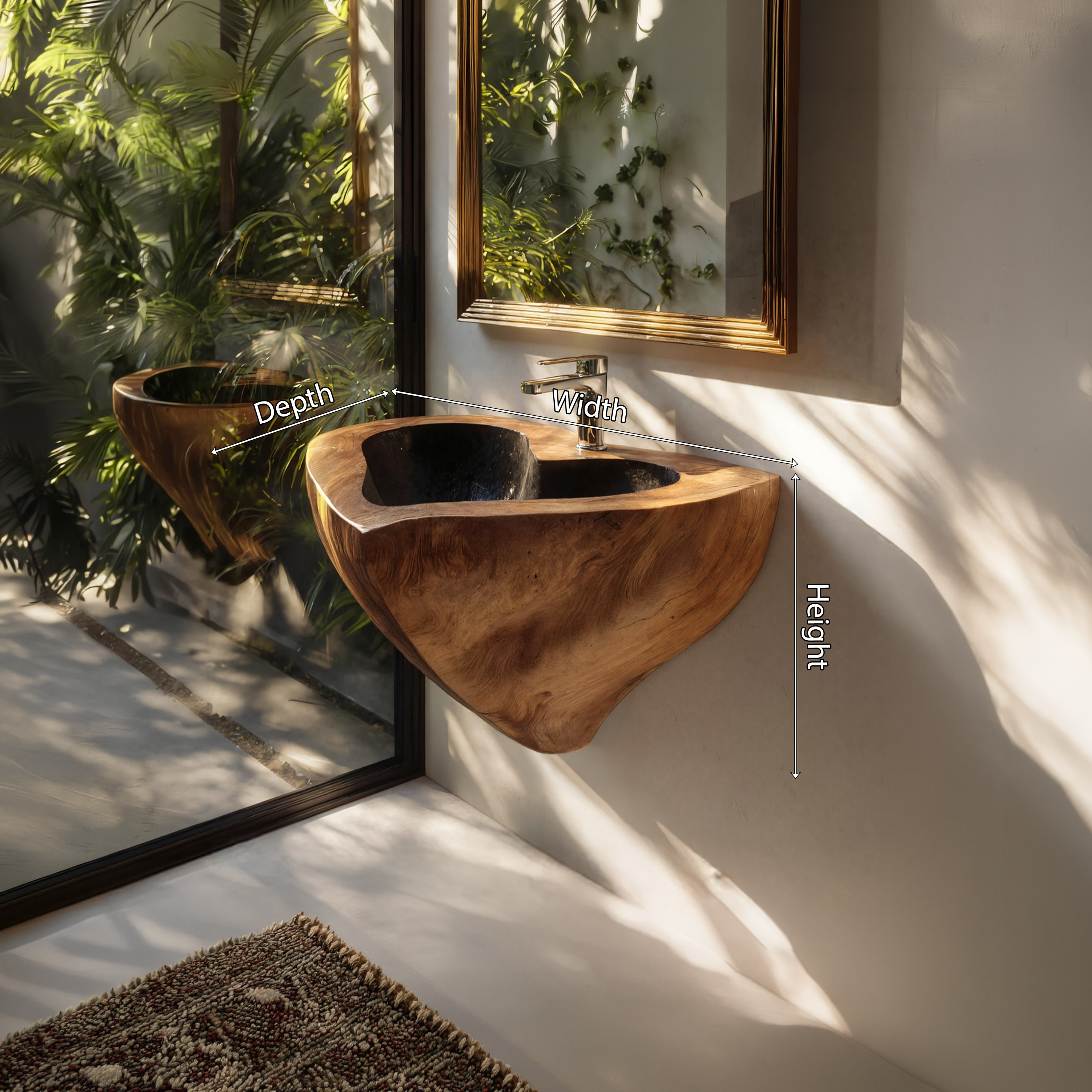 Mid Century Solid Wood Vanity Sink For Modern Bathroom Furniture Decor SILDTTNVS053