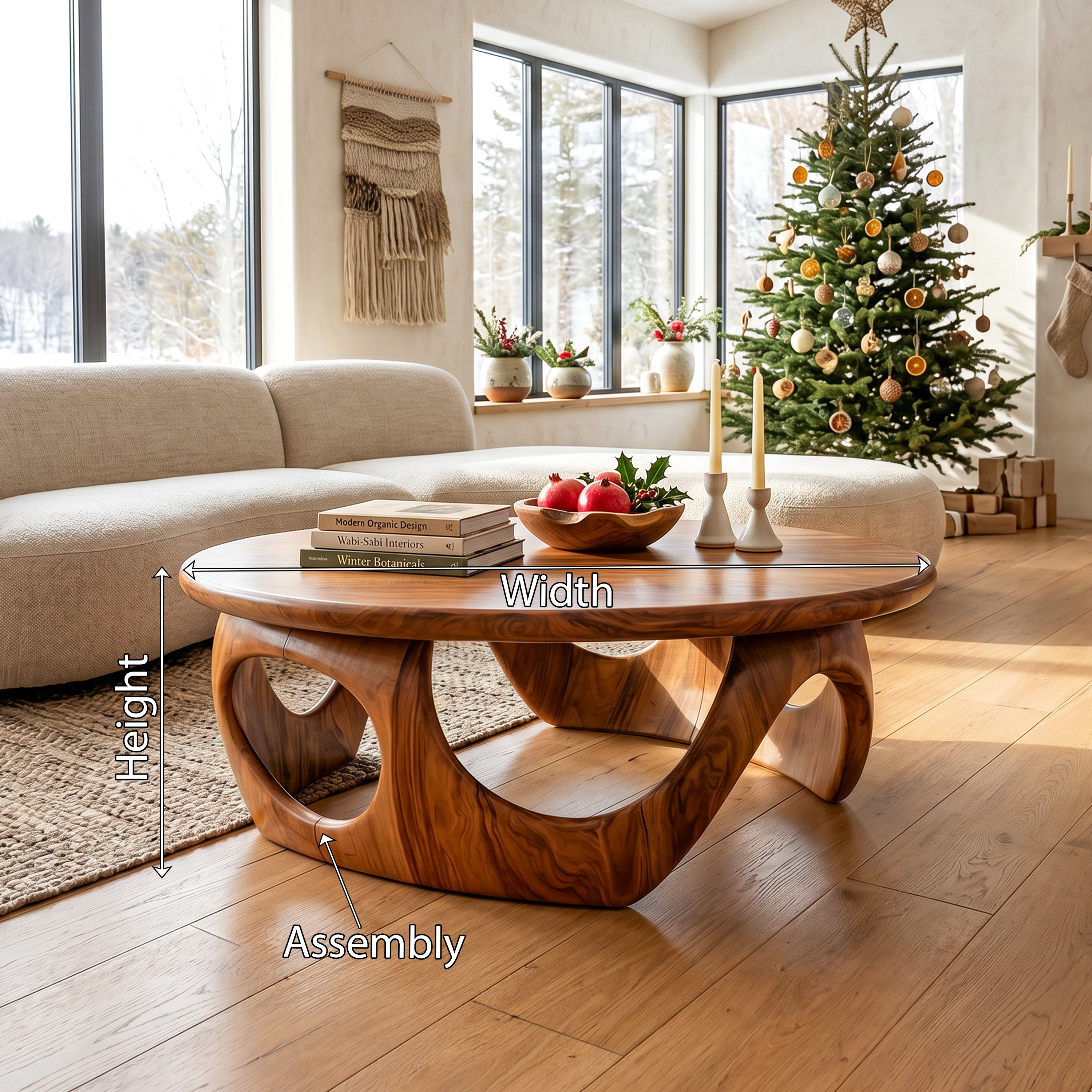 Handcrafted Wooden Coffee Table For Living Room Christmas Style SILDTTRCFC008