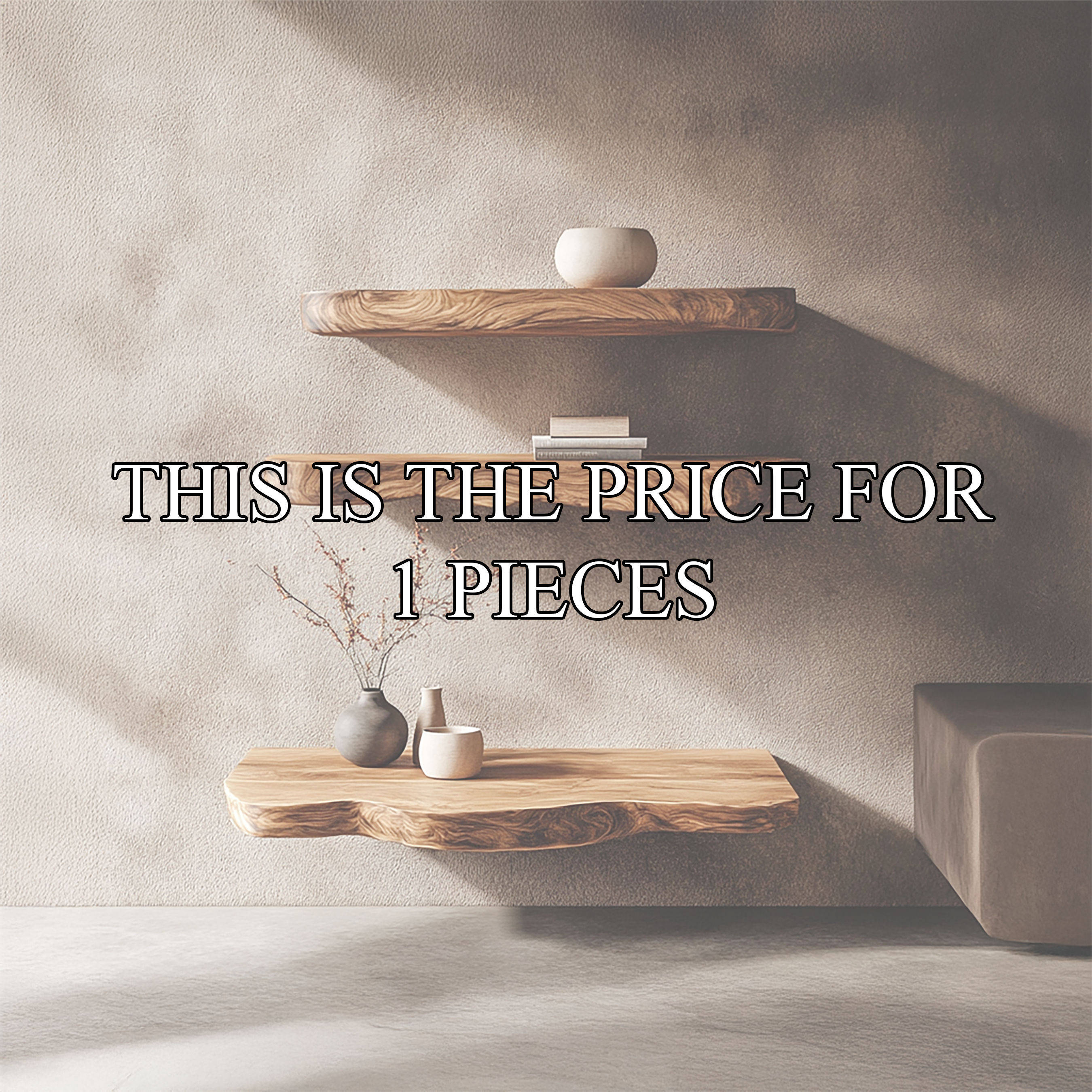 Rustic Nature Inspired Floating Display Shelves Solid Wood Living Room Interior Statement Feature SINLSAFL416
