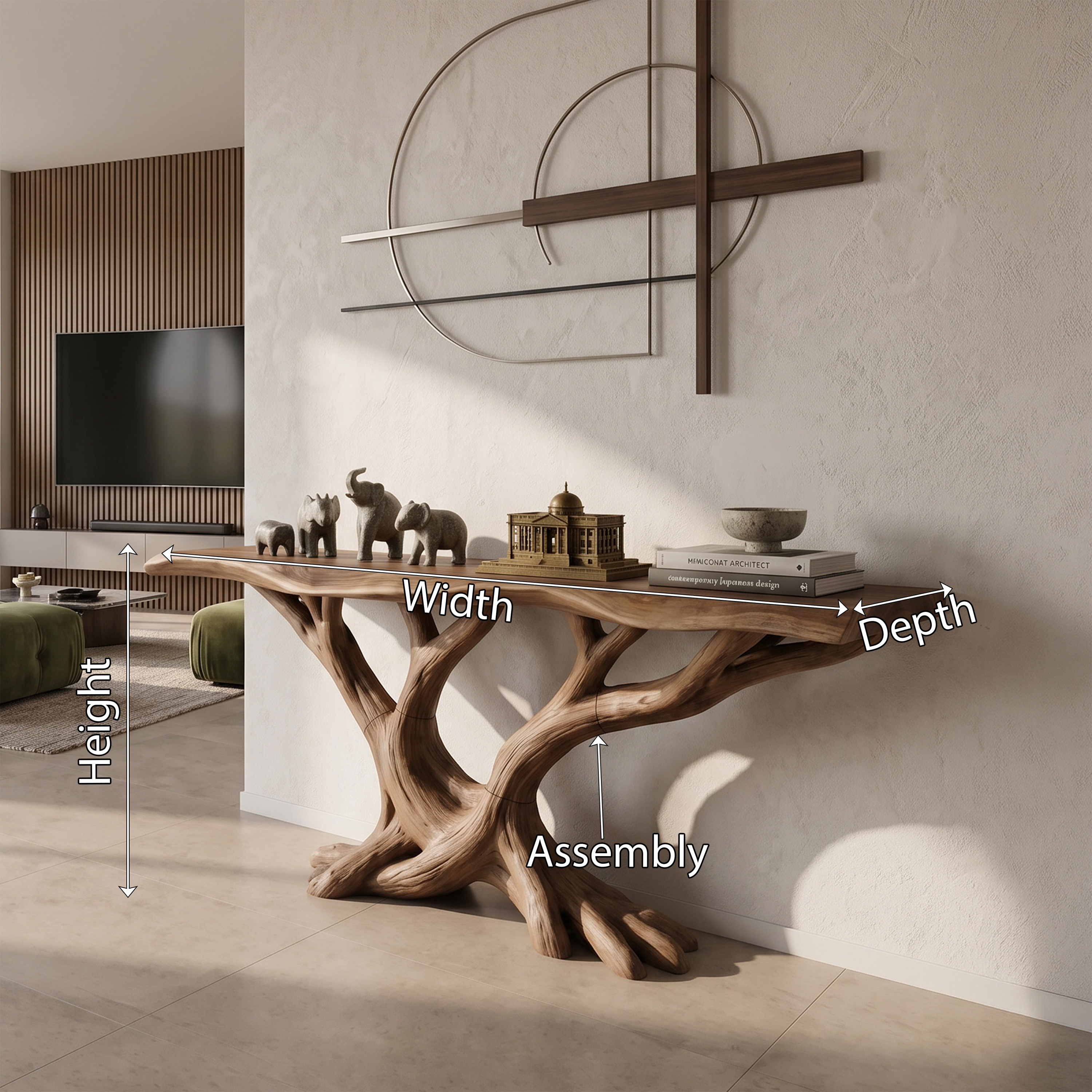 Organic Twisted Wood Console Table Contemporary Hallway SILDTTRCS101