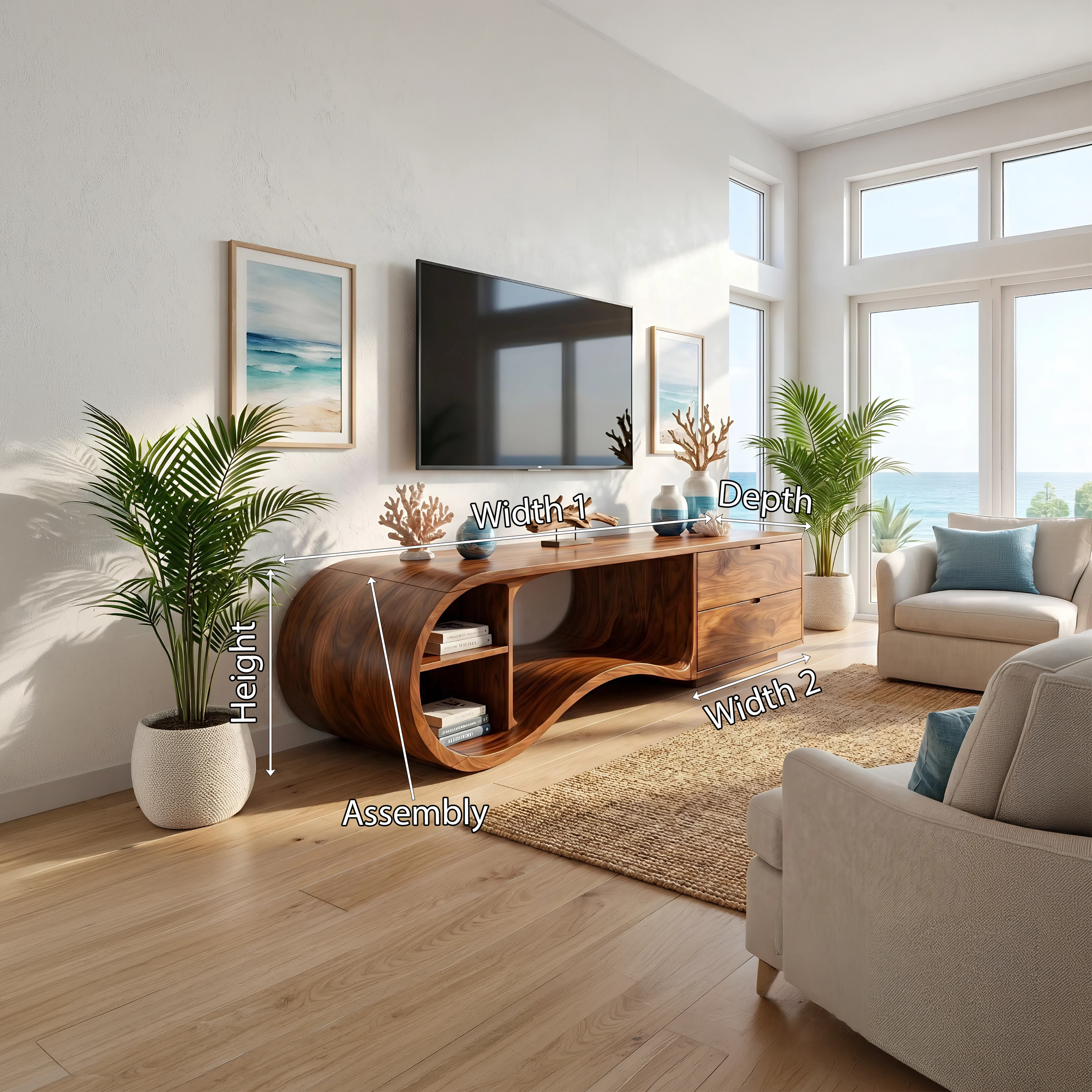 Contemporary Organic TV Cabinet For Living Room SILDTTNTVC127
