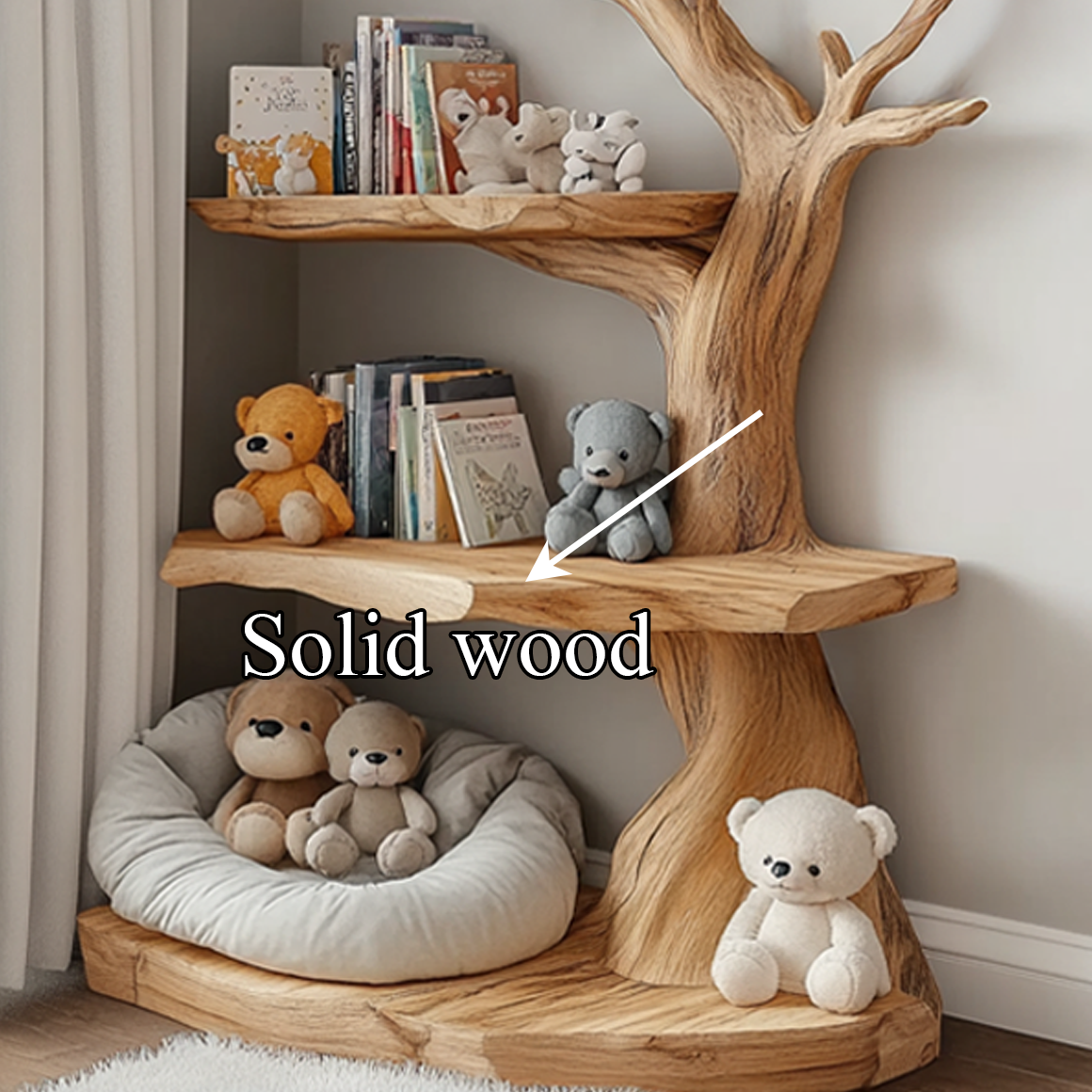 Rustic Corner Tree Bookshelf Children Bedroom SINLSATB320