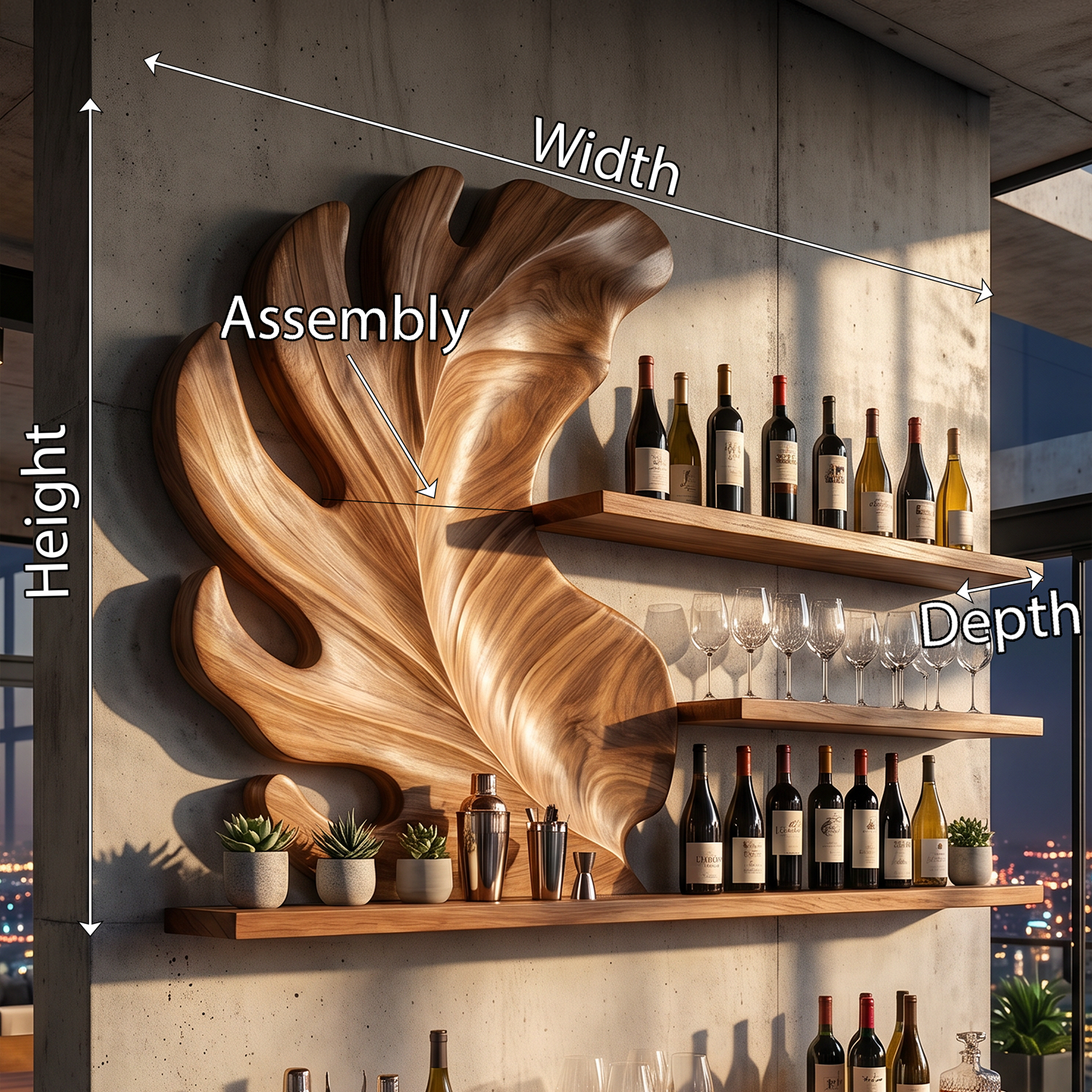 Rustic Wall Wine Holder For Condo Beverage Storage Niche SILDTTRWH070