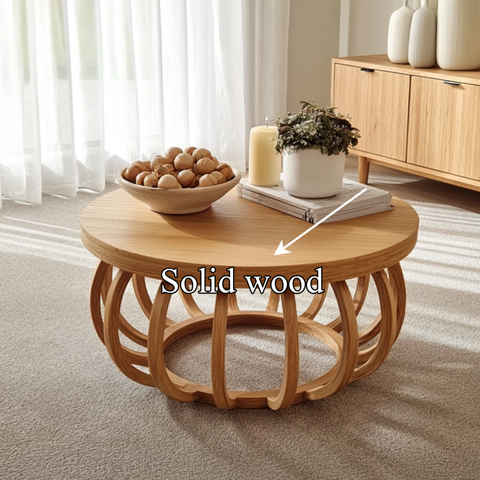 Midcentury Modern Coffee Table Round Living Room SINLSACF039