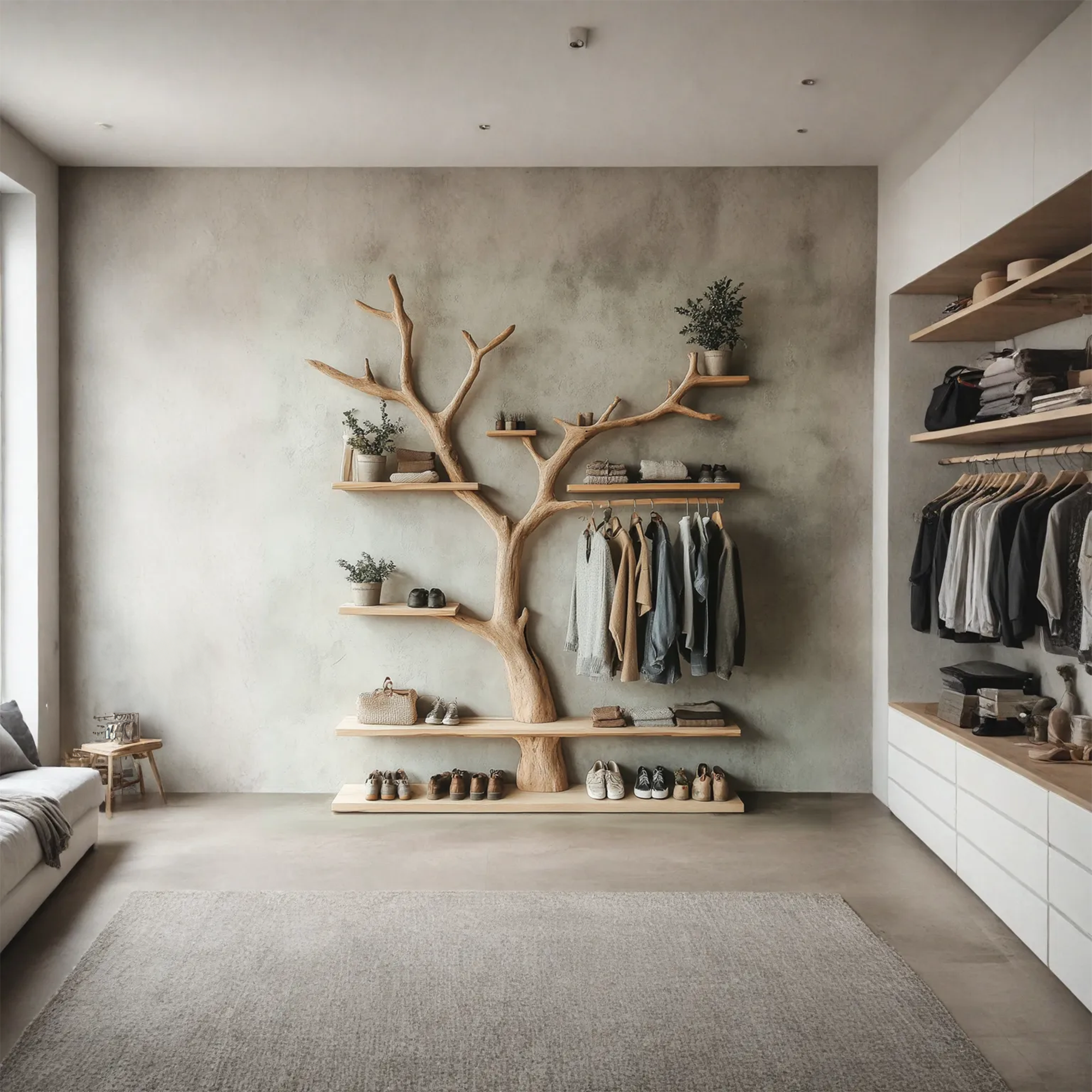 Tree Branch Coat Rack With Shelf Wall Mount Coat Rack SINLTB091