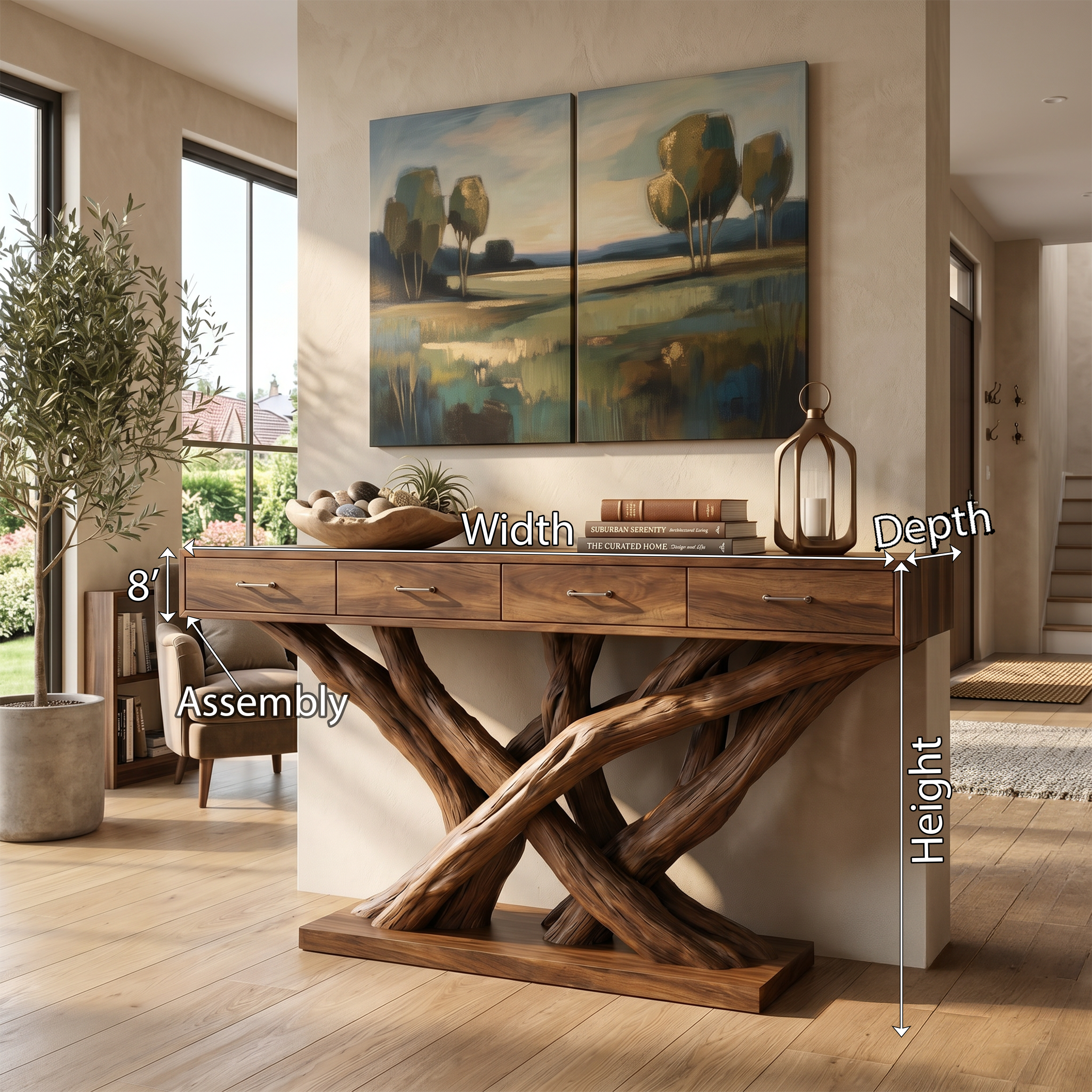 Organic Modern Twisted Root Console Table Luxury Entryway SILDTTRCS086