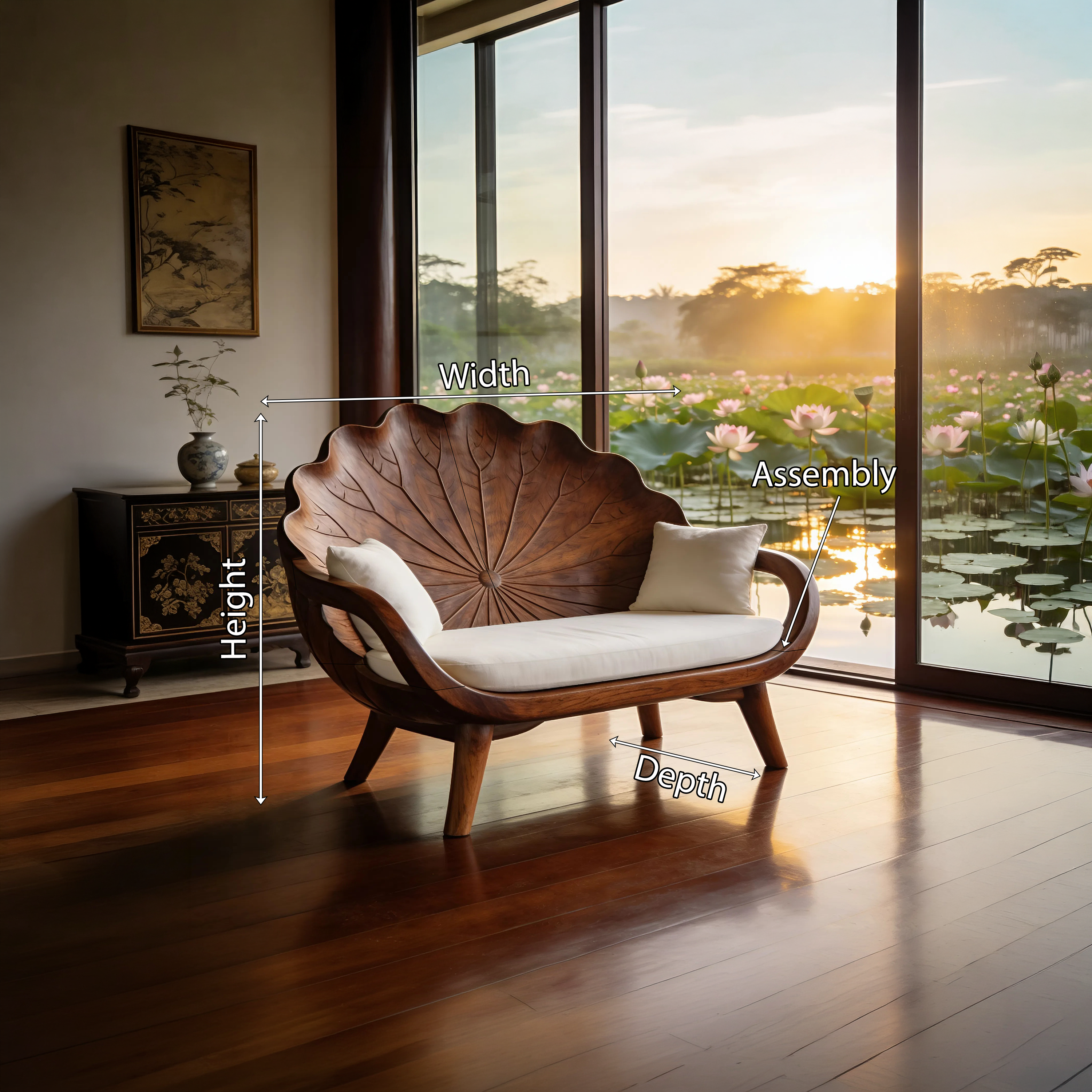 Contemporary Lotus Leaf Back Bench For Veranda Interior Area SILDTTNBEN025