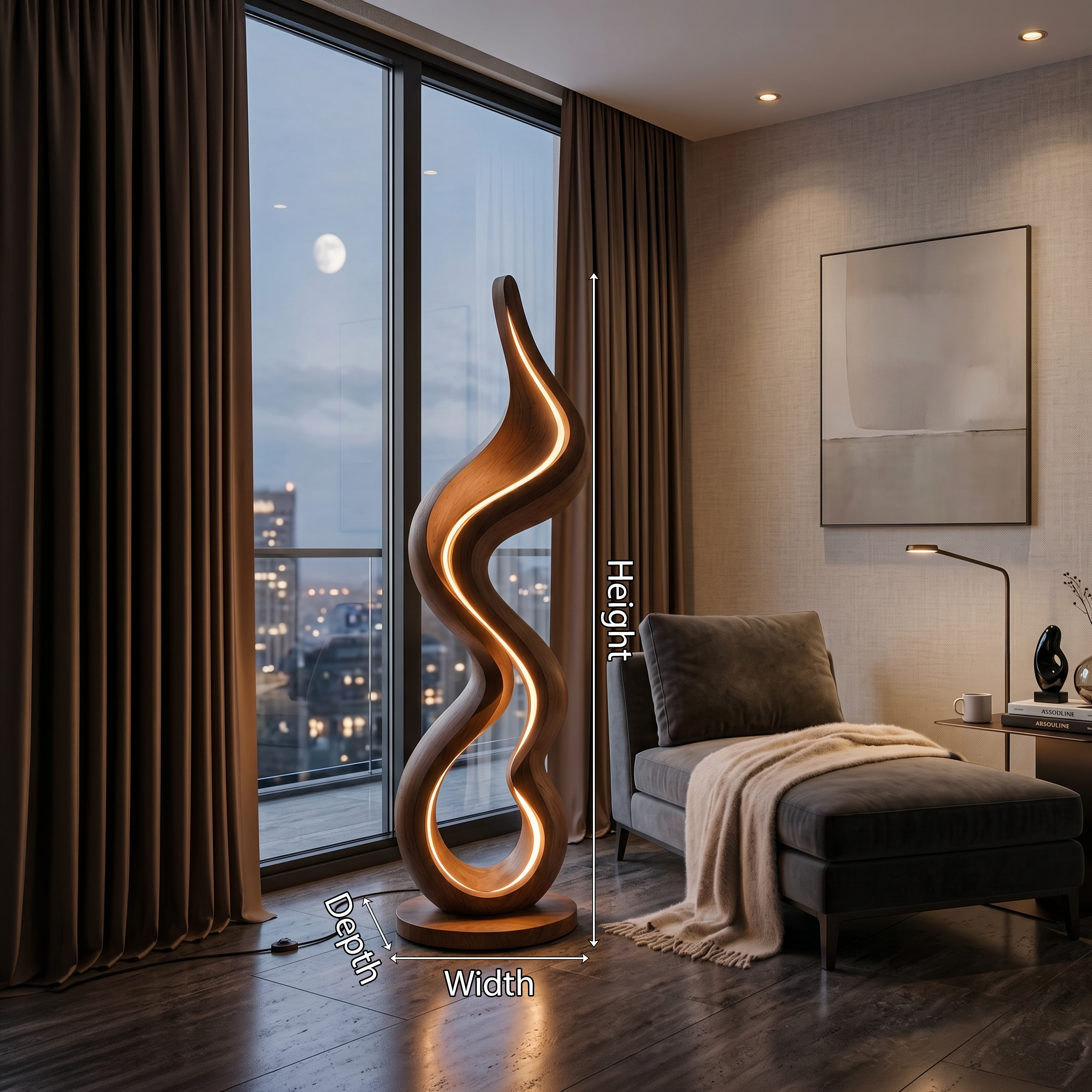 Modern Ribbon Lamp With Shelf For Living Room SILDTTNLAM027