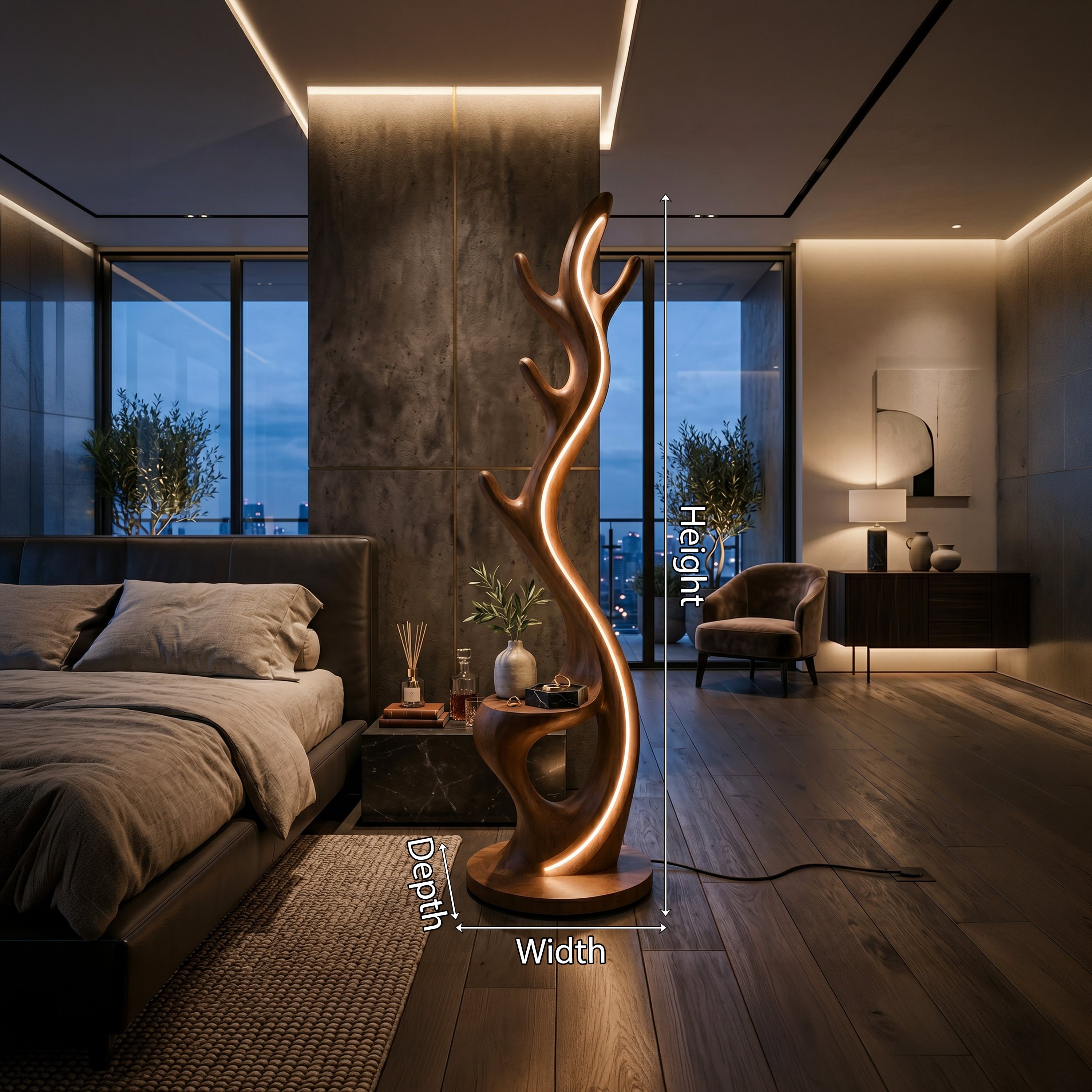 Minimalist Twig Lamp With Rack For Entryway SILDTTNLAM017