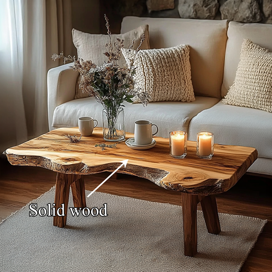 Rustic Live Edge Coffee Table Living Room Lounge Room SINLSACF216