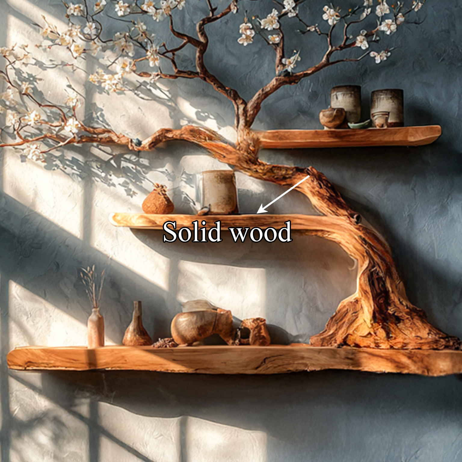 Tre Bookshelf Solid Wood Decor Living Room SINLSATBS027