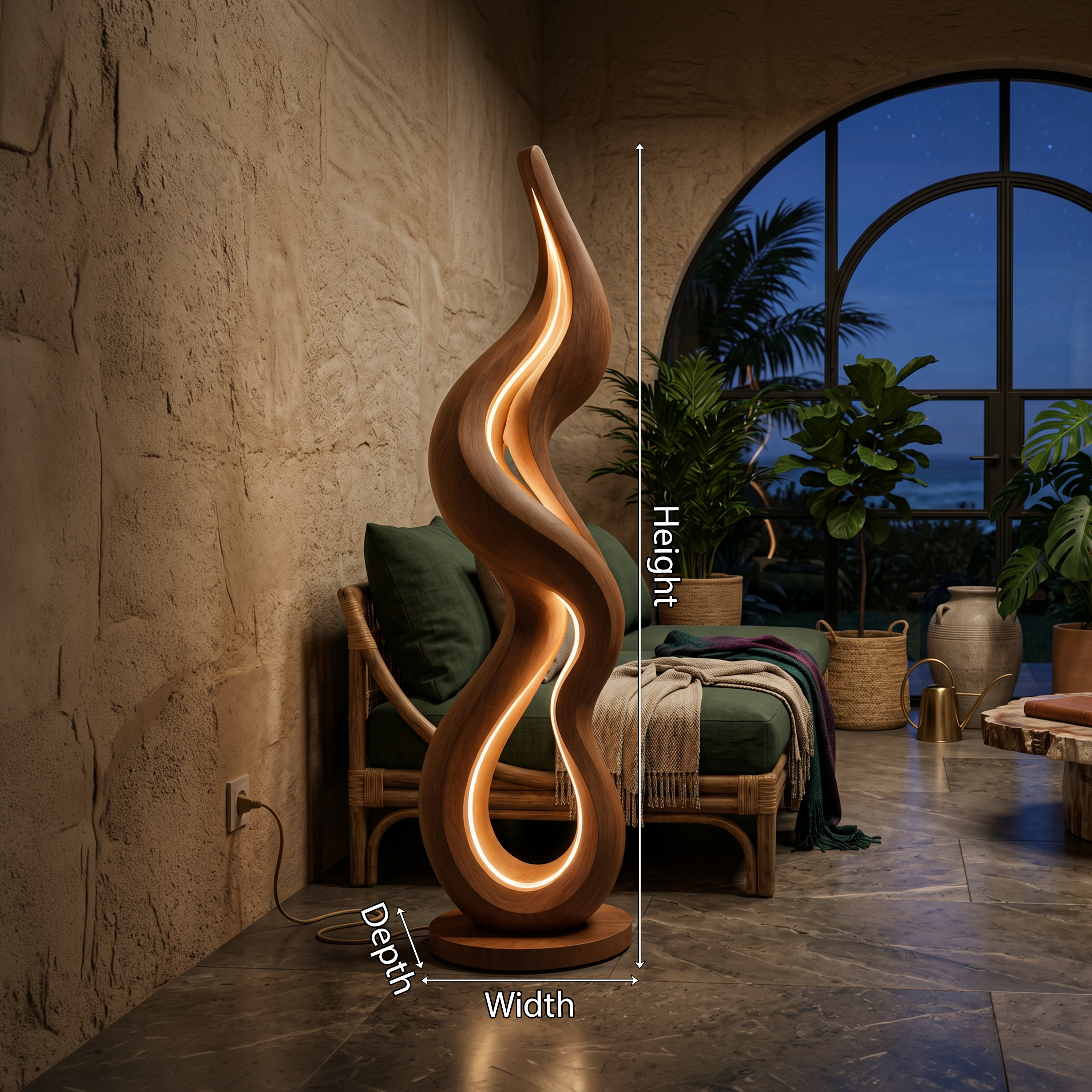 Contemporary Wave Lamp With Table For Living Room SILDTTNLAM030
