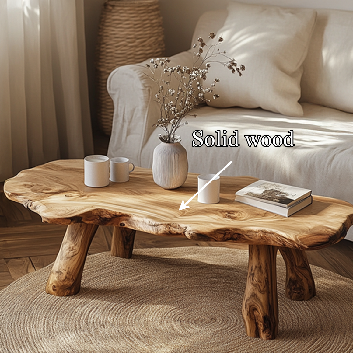 Rustic Live Edge Accent Coffee Table Living Room Family Room SINLSACF217