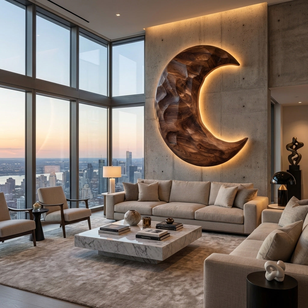 Organic Modern Crescent Wood Wall Art For Living Room RTTHHNWA169