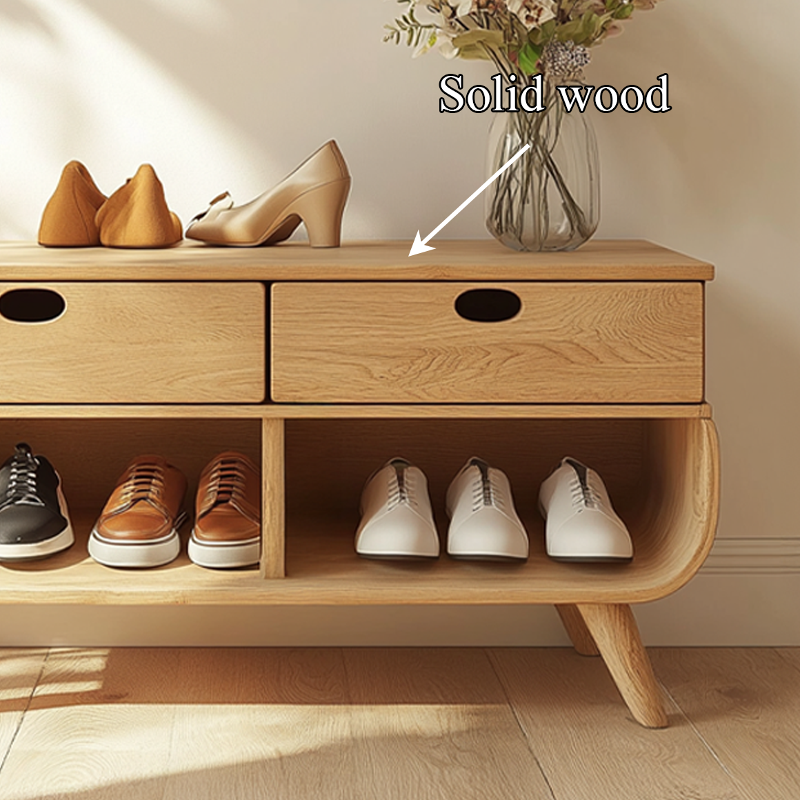 Mid Century Organic Shoe Cabinet Entryway And Living Room SINLSASB065