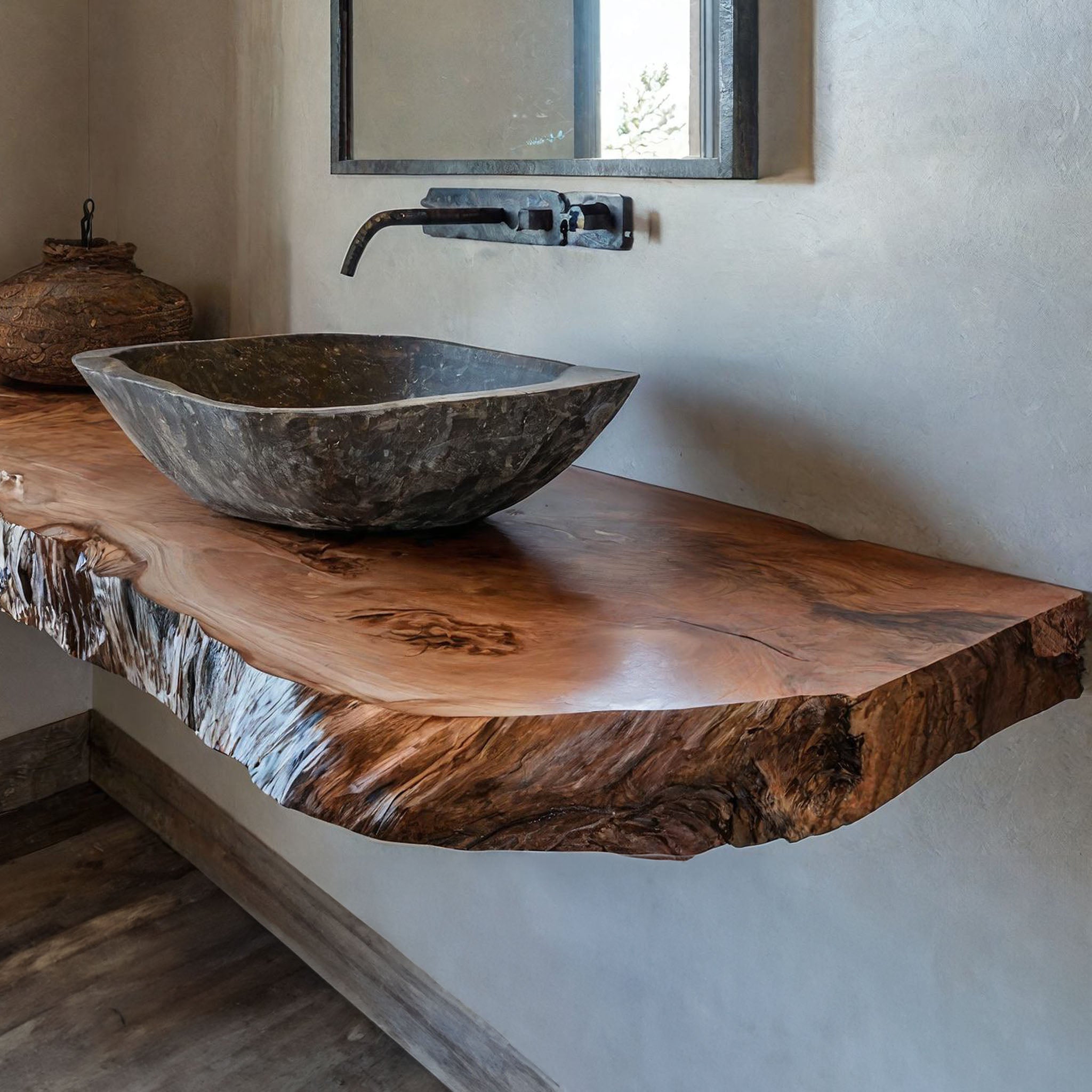 Handcrafted Counter Bathroom Vanity Sink Shelf SILDTBRV046