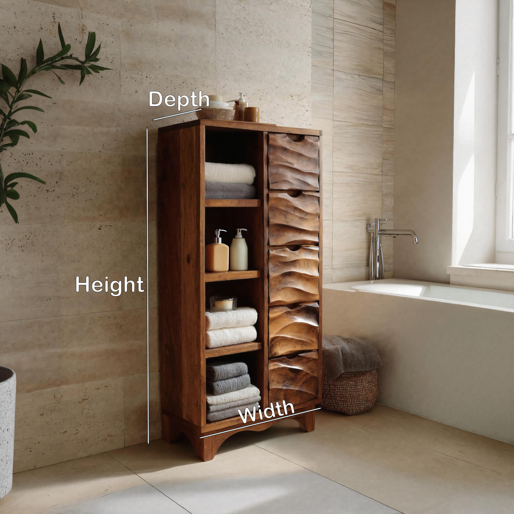 Contemporary Bathroom Cabinet With Open Shelves And Drawers For Spa RTTHHNBRC027