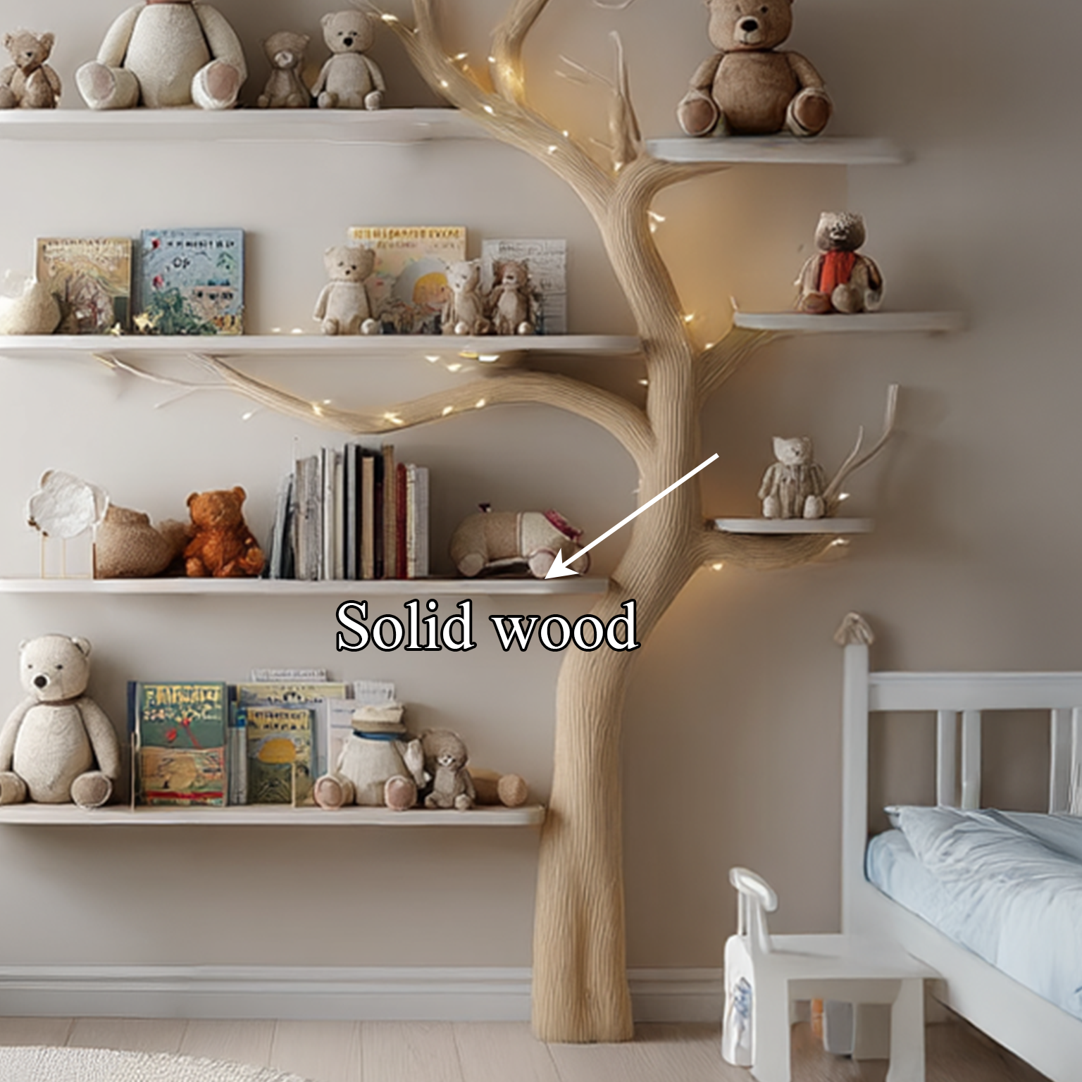 Midcentury Tree Bookshelf Nursery Kids Room SINLSATB254