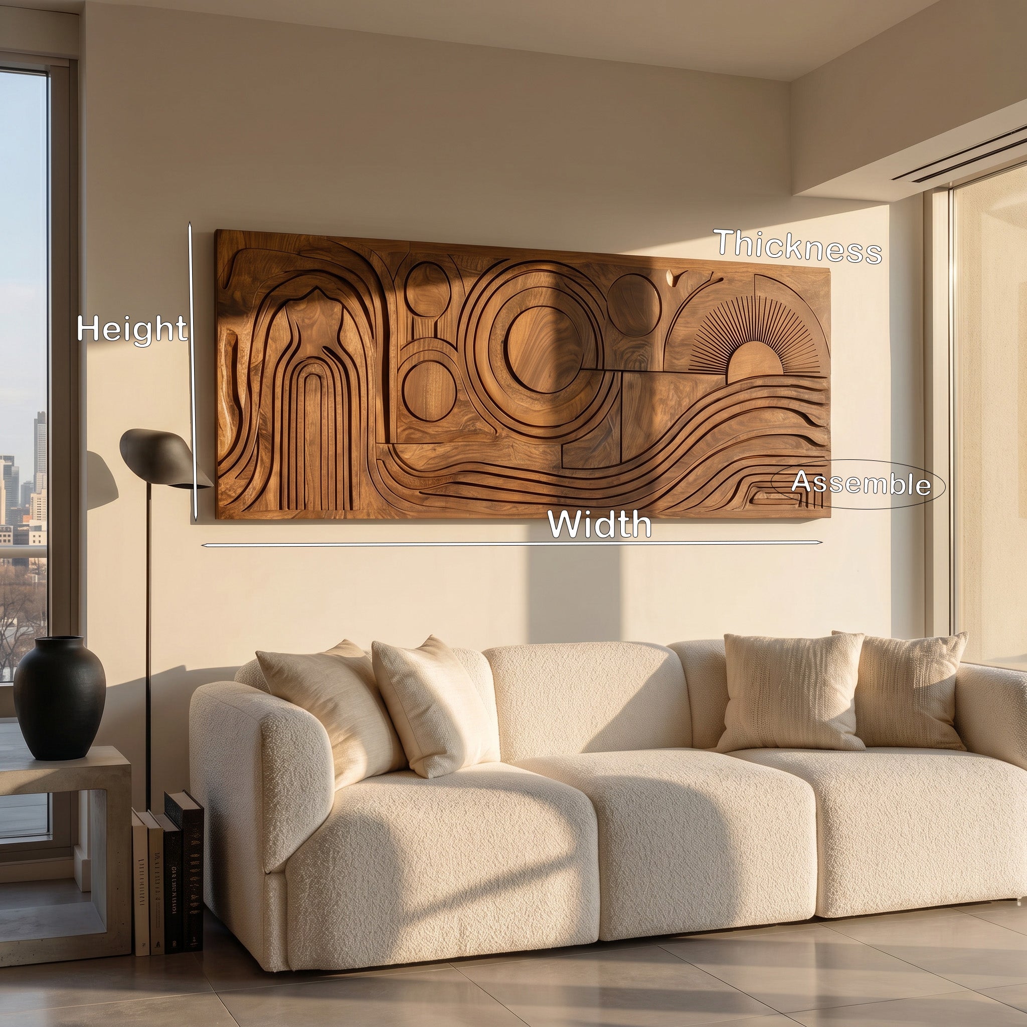 Mid Century Abstract Wood Wall Art For Living Room RTTHHNWA195