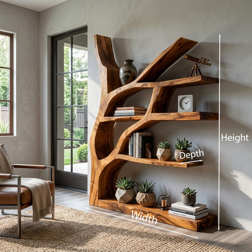 Contemporary Wooden Bookshelf Sculptural Shape For Living Room RTTHTTBS114
