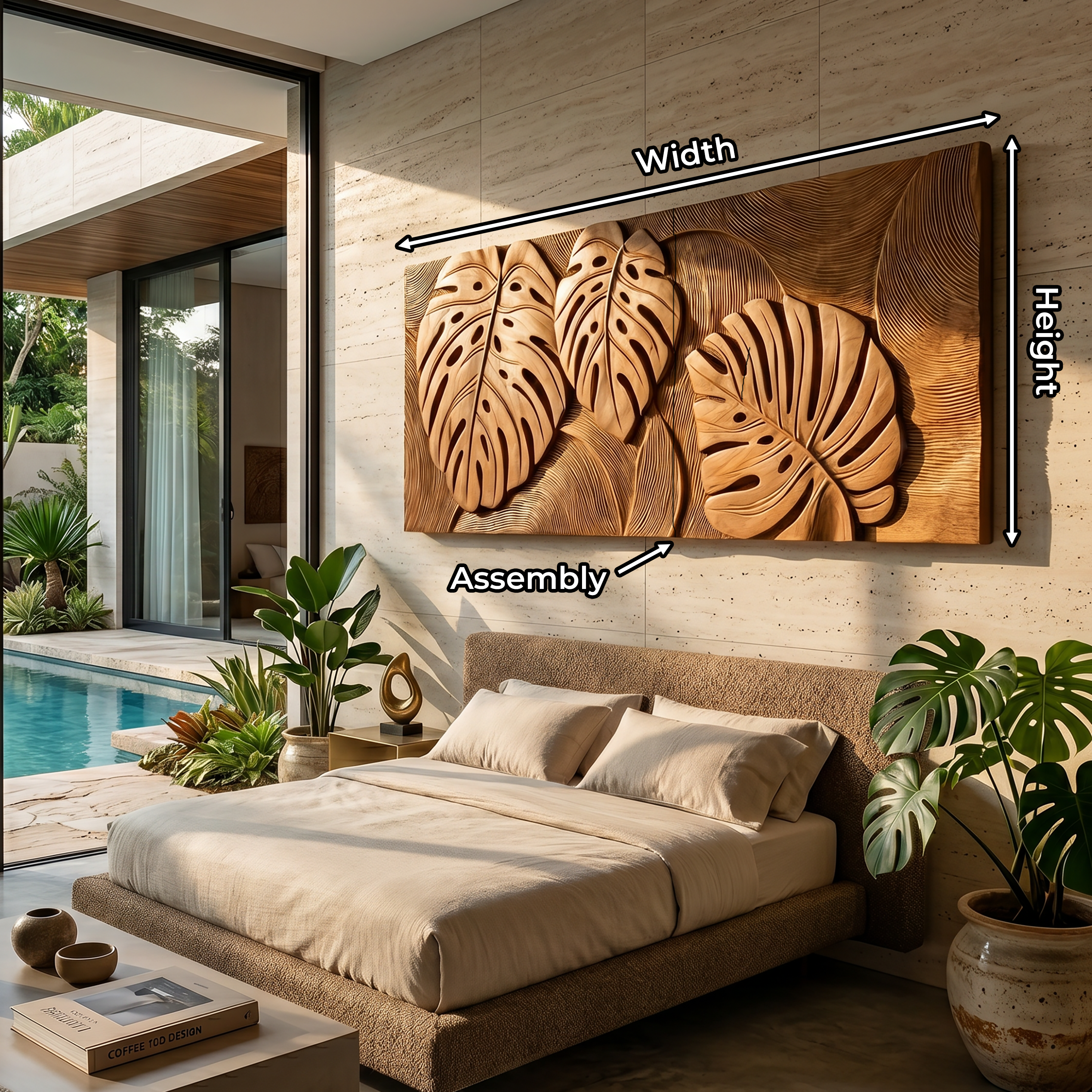 Tropical Wall Art With Leaf Texture For Bathroom SILDTTRWA145