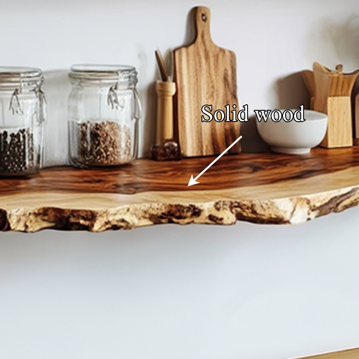 Rustic Live Edge Floating Desk Kitchen Wall Display SINLSAFL293