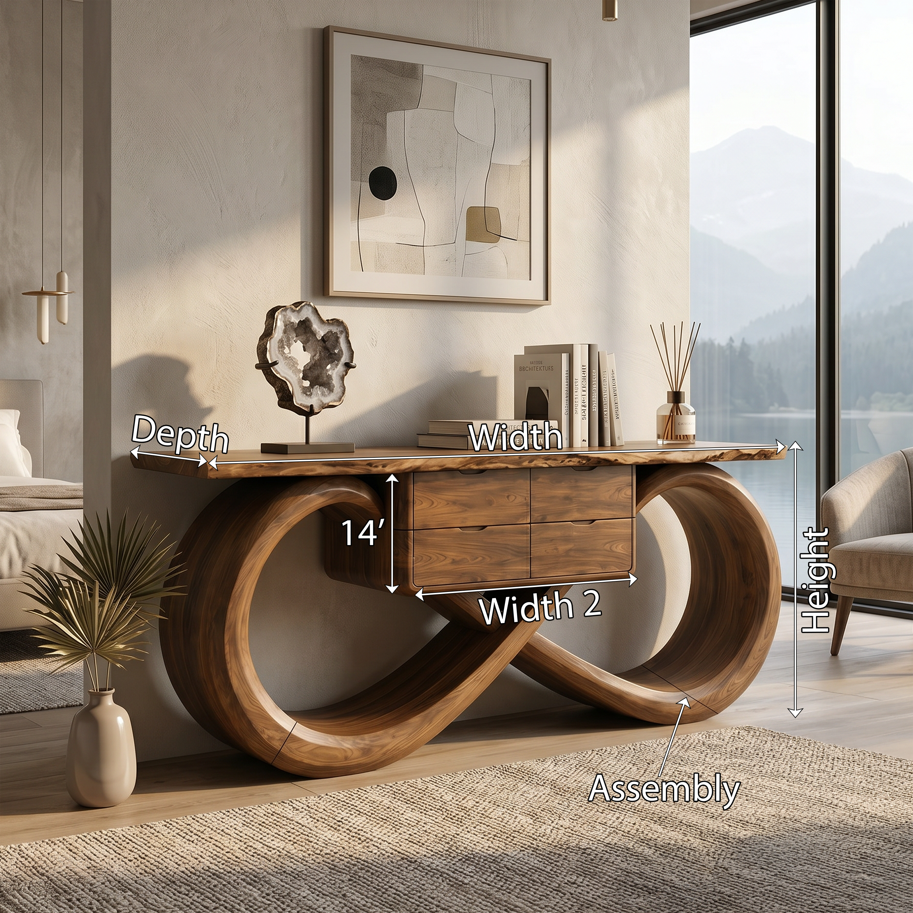Organic Sculptural Console Table Contemporary Hallway SILDTTRCS105