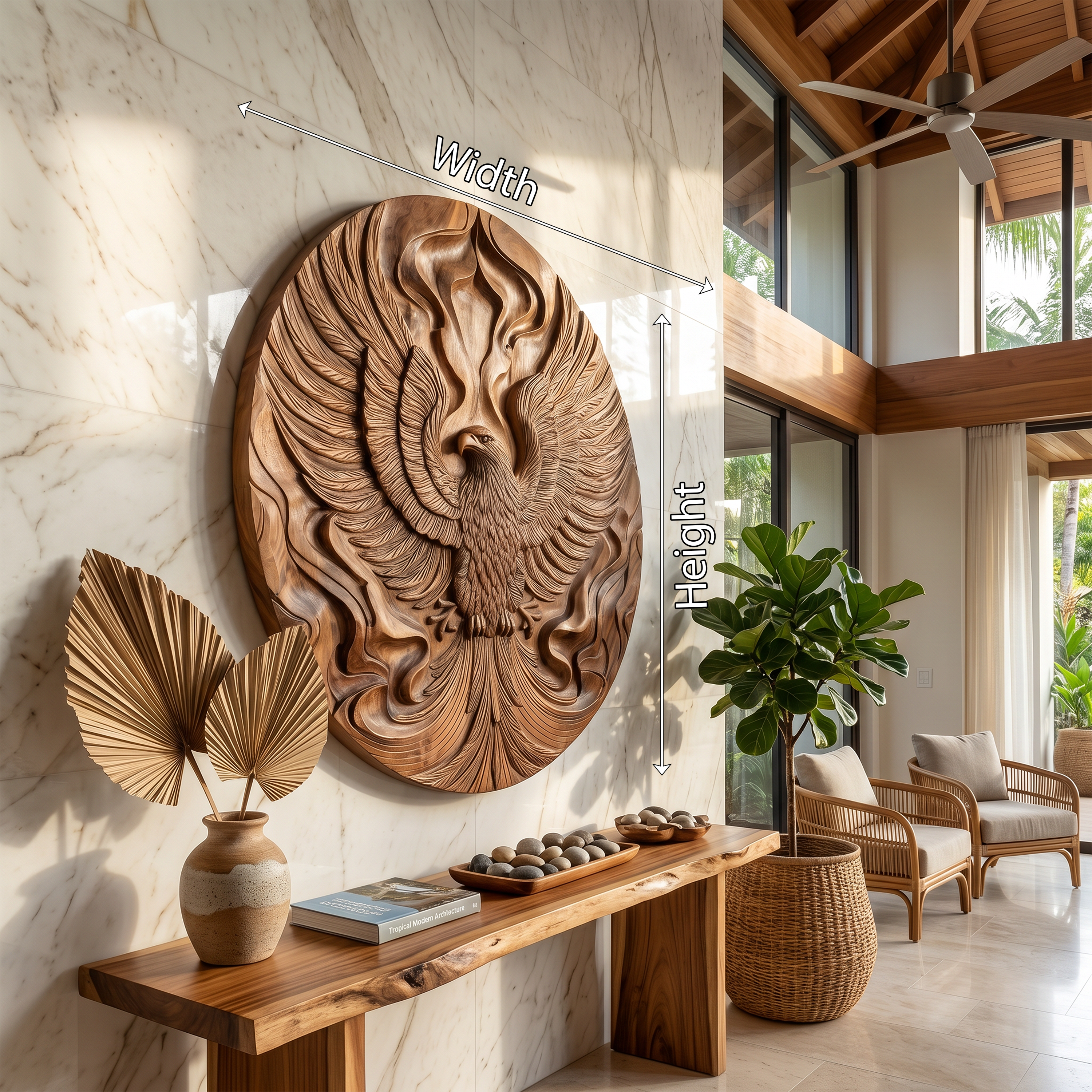 Majestic Phoenix Wood Wall Art Tropical Modern Villa Interior Decor SILDTTRWA114