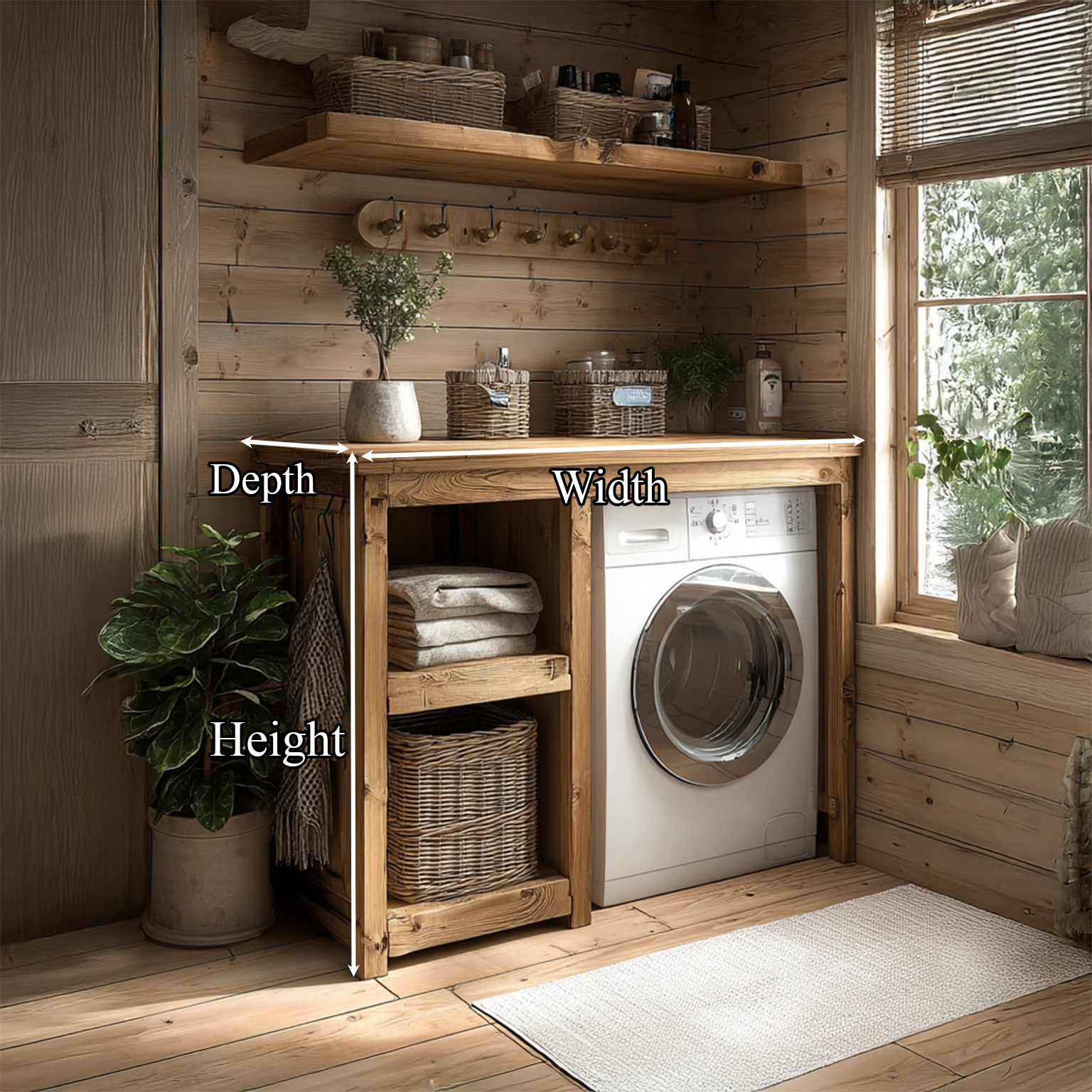 Laundry Cabinet Solid Wood Rustic Utility Gift SINLSALN002