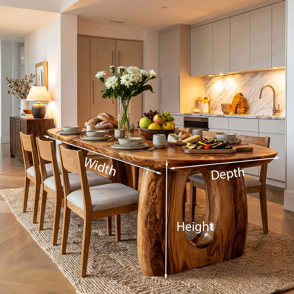 Mid Century Wooden Dining Table With Sculptural Form For Home RTTHTTDN043